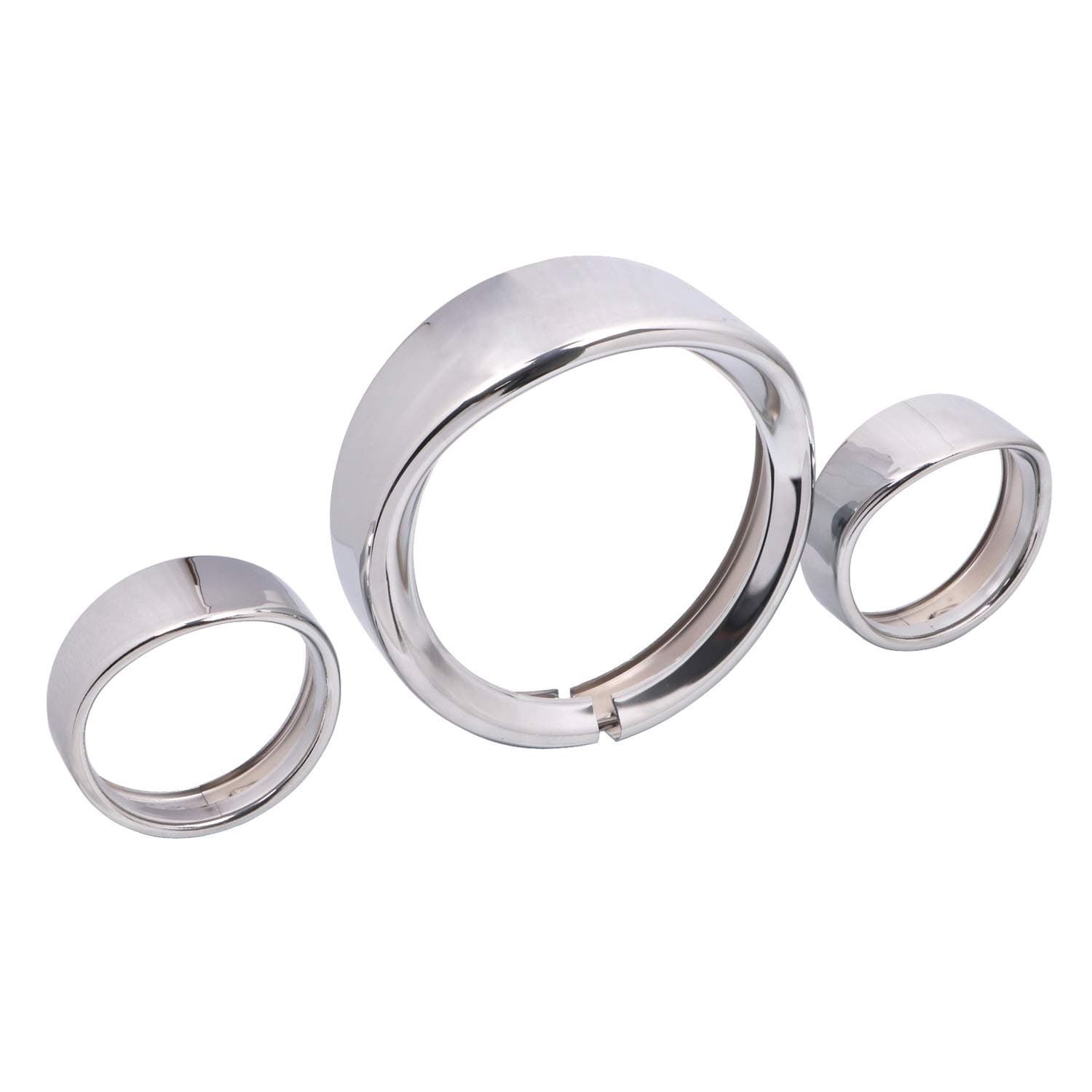 Chrome 4.5" Auxiliary Lamps Trim Ring + 7" Headlight Cover Visor Ring for Harley Motorcyle