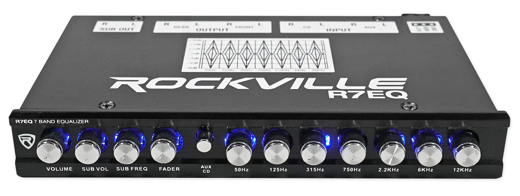 Rockville R7Eq 1/2 Din 7 Band Car Audio Equalizer R7Eq