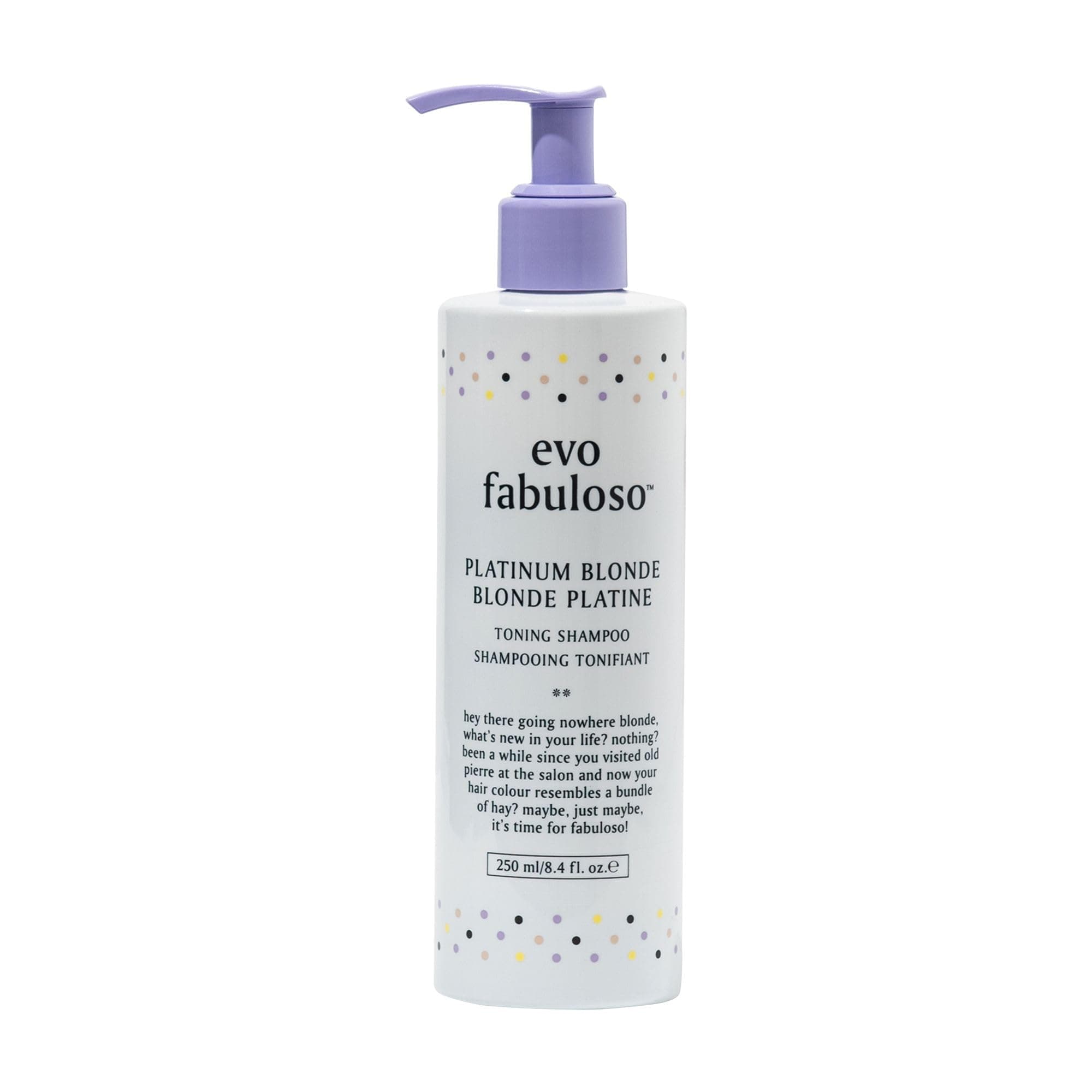 Evo Fabuloso Platinum Blonde Toning Shampoo - Nourishing Hair Treatment for Dry Hair & Instant Colour Boost
