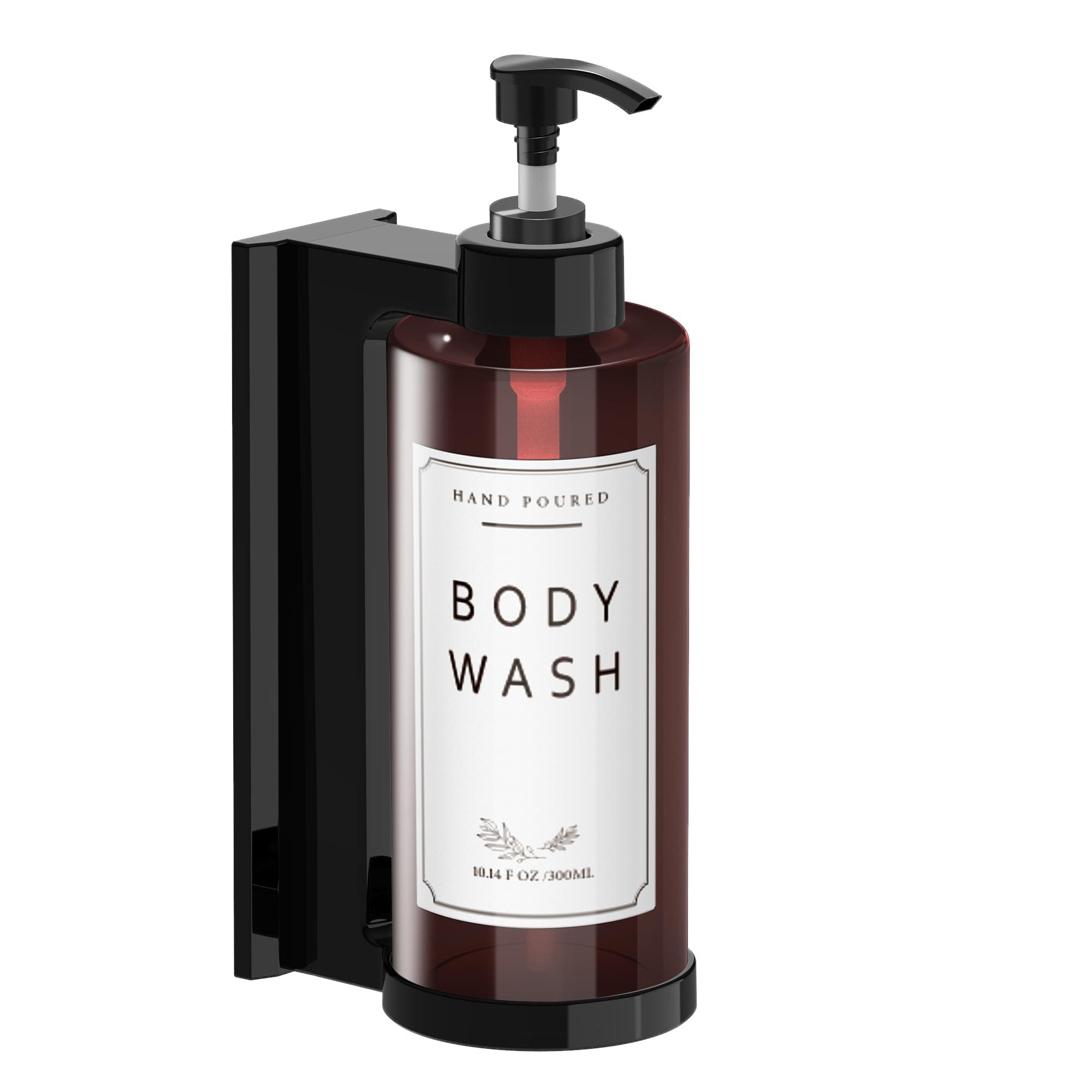 NICEME Soap Dispenser, Wall Mounted Shampoo Bottle, Hand Soap Dispenser, 300ml with Label for Bathroom, Kitchen or Hotel