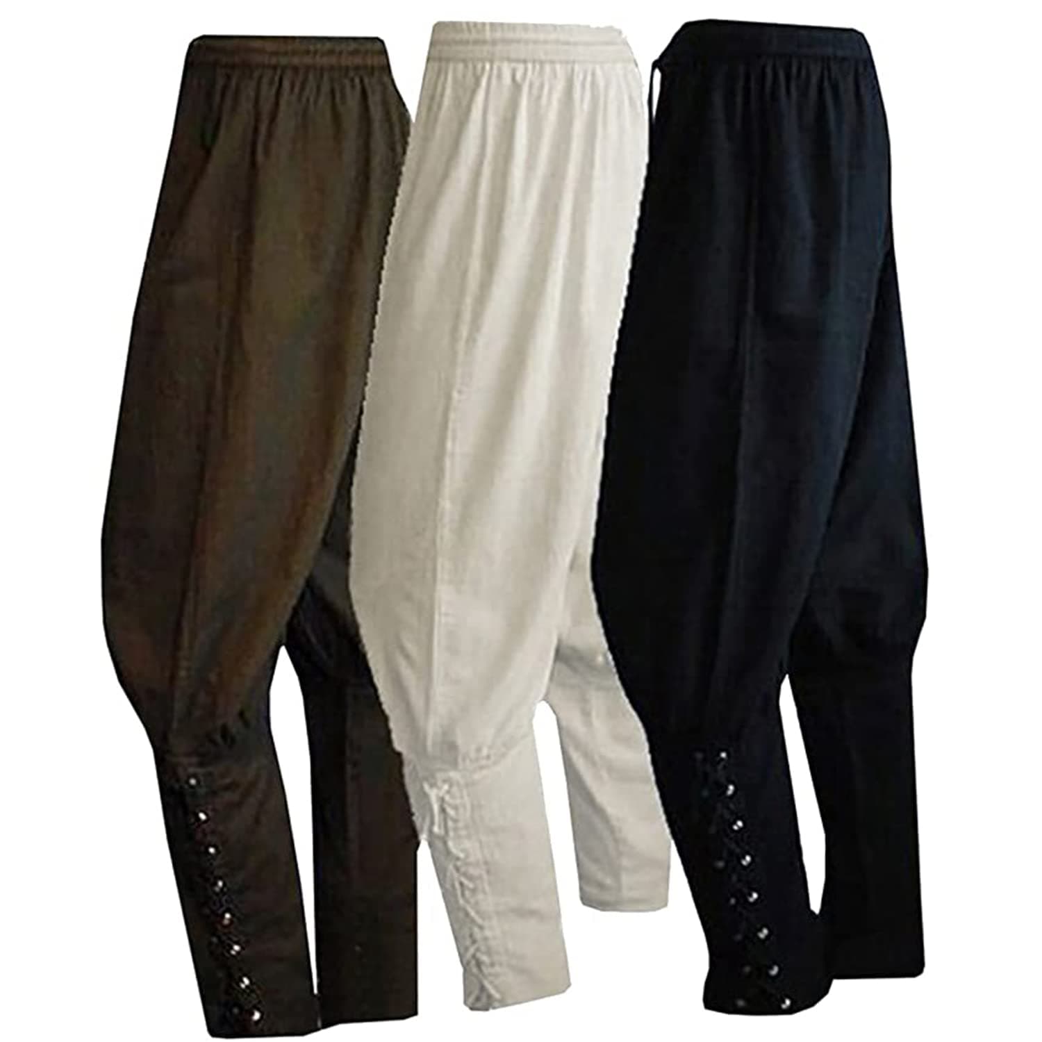 Men's Ankle Banded Pants Medieval Viking Navigator Pirate Costume Trousers Renaissance Gothic Pants