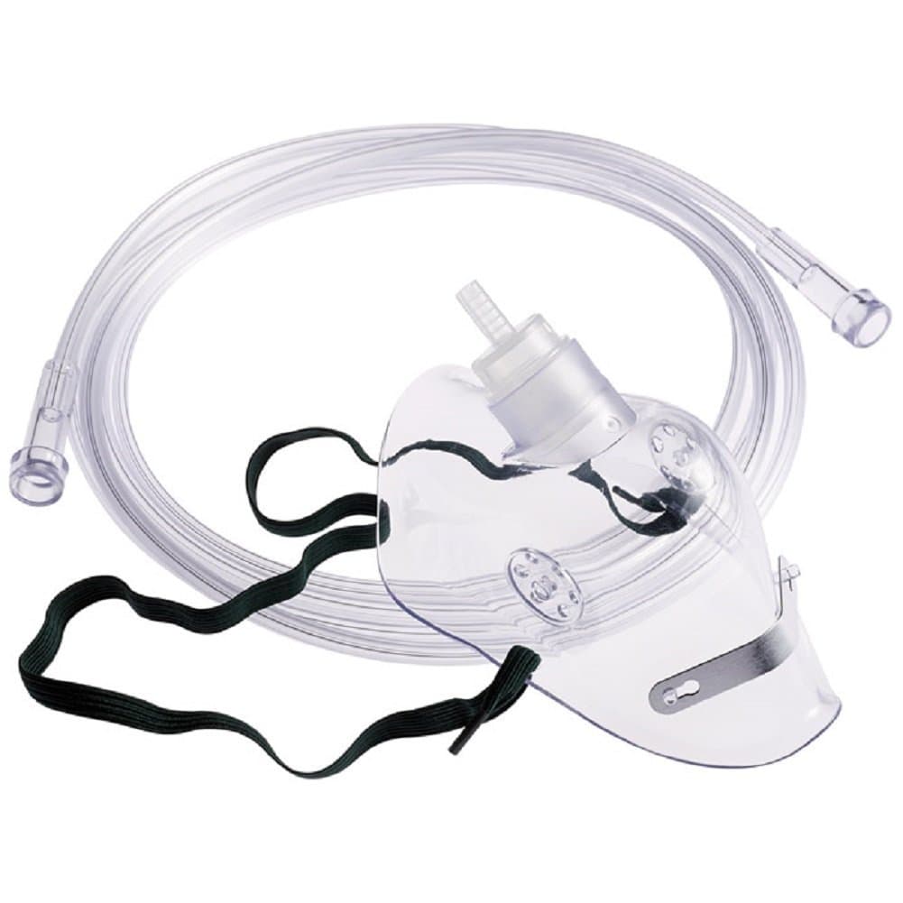 Standard Oxygen (Breathing) Mask - Adult Size - 2 Metre Tubing (Hose)