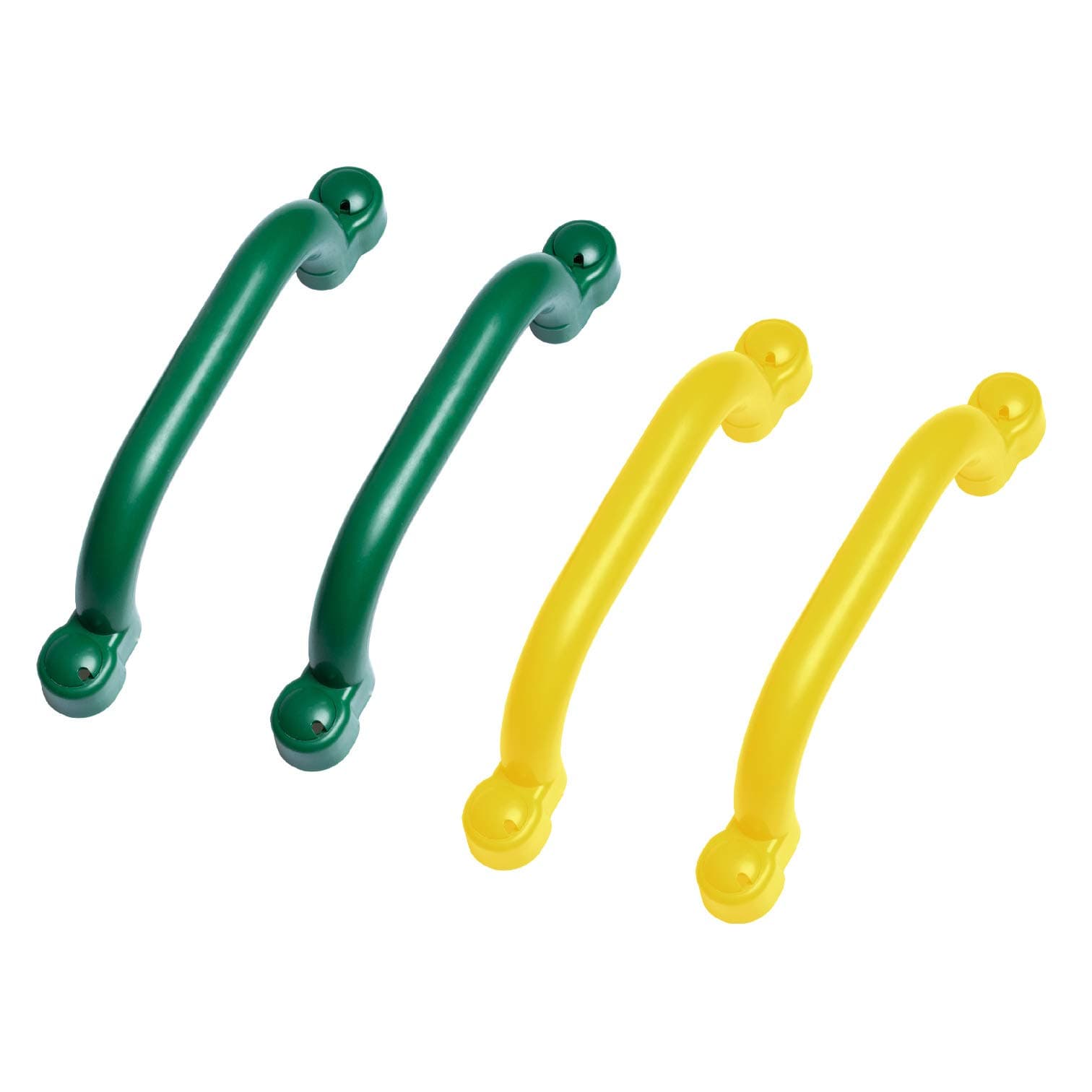 Playground Outdoor Safety Handle Accessories 4 Pack Color Combo Set – Set of 2 Green & 2 Yellow Grab Handle Safety Bars Equipment for Kids Jungle Gym, Tree House, Monkey Bars, and More