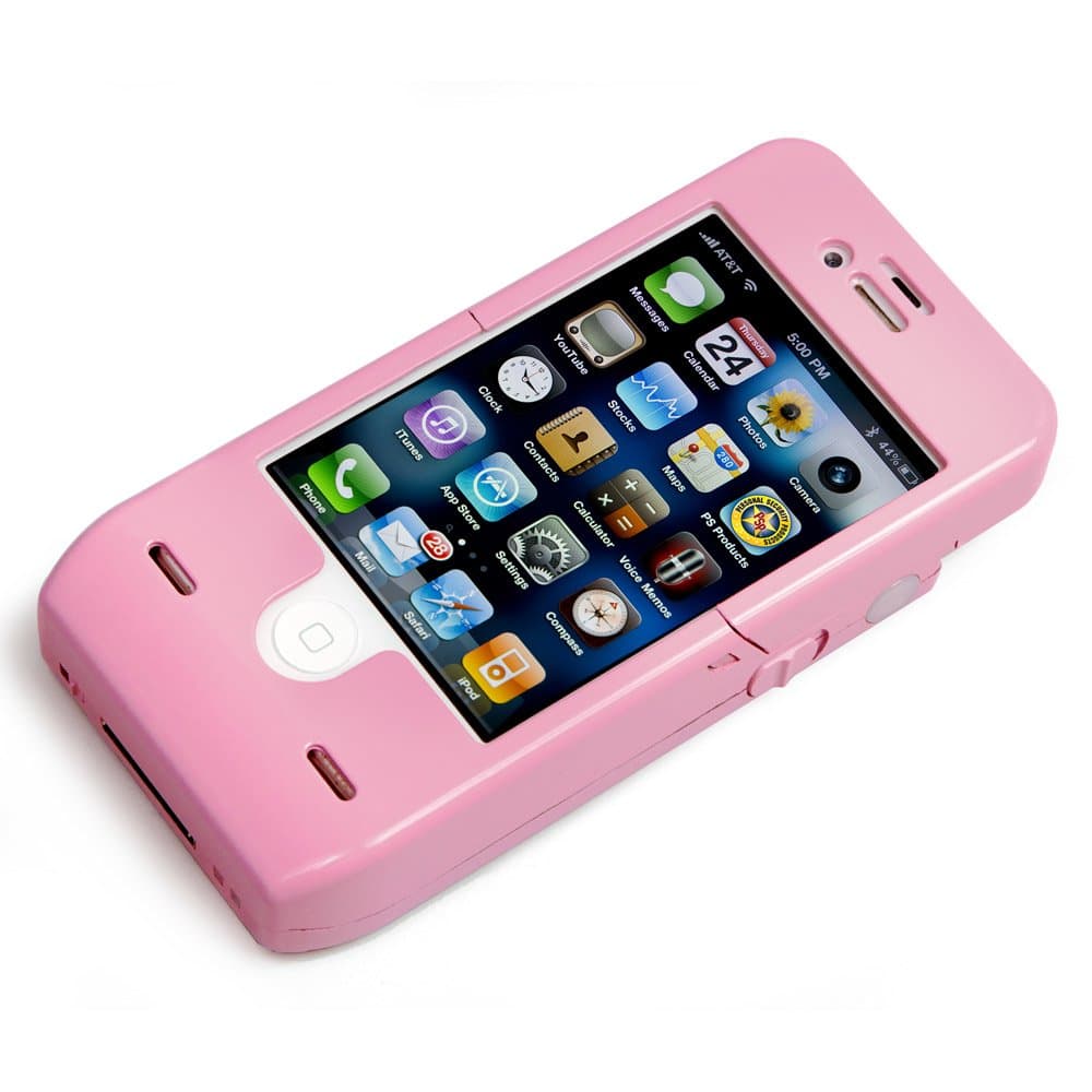 Yellow Jacket Stun Gun & Rechargeable External Battery iPhone 4/4s Case, Pink