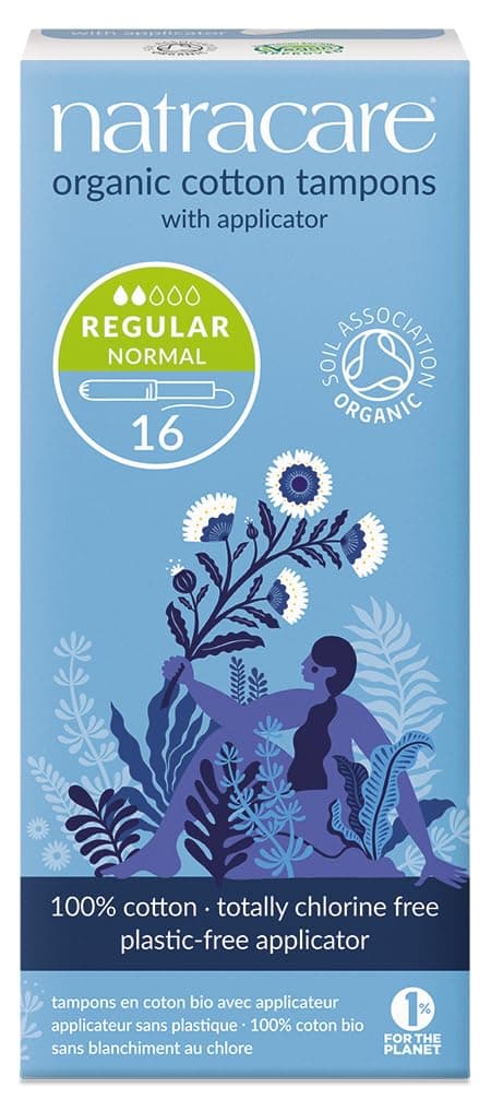 - Organic Cotton Regular Tampons with Cardboard Applicator, Plastic Free, Chlorine Free, Biodegradable 100% Cotton (1 Pack, 16 Tampons Total)