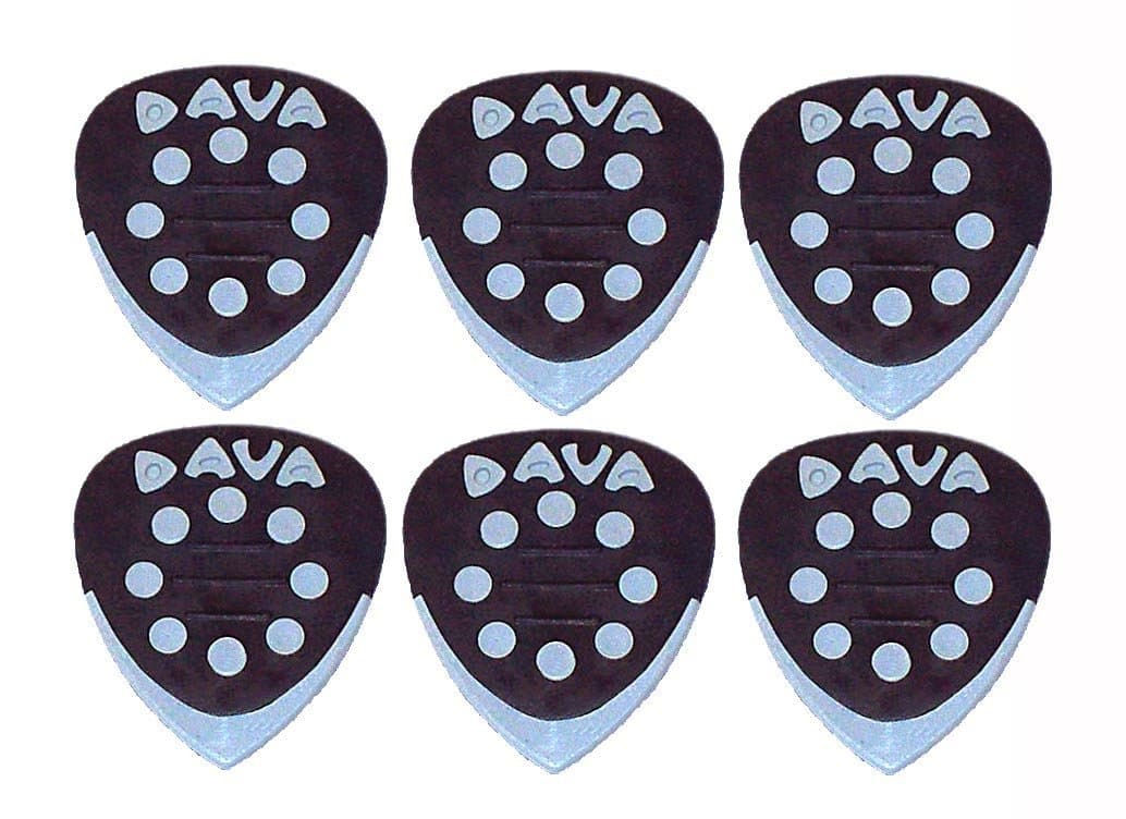 DavaGuitar Picks Power Grip Plectrums,Black, Bag Of 6, 2024