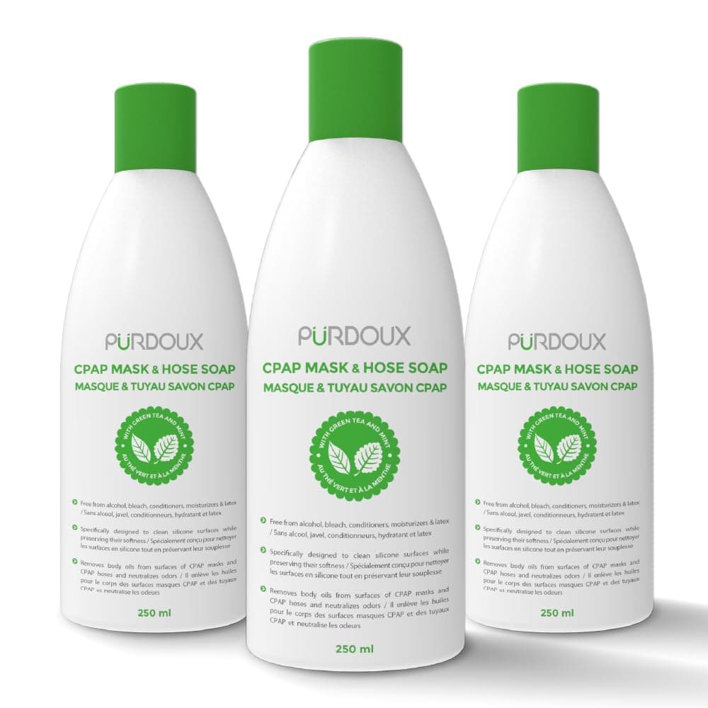 CPAP Mask & Hose Cleaning Soap (Pack of 3 Bottles, 250 ml / 8.4 oz Each) (Green Tea - Mint)