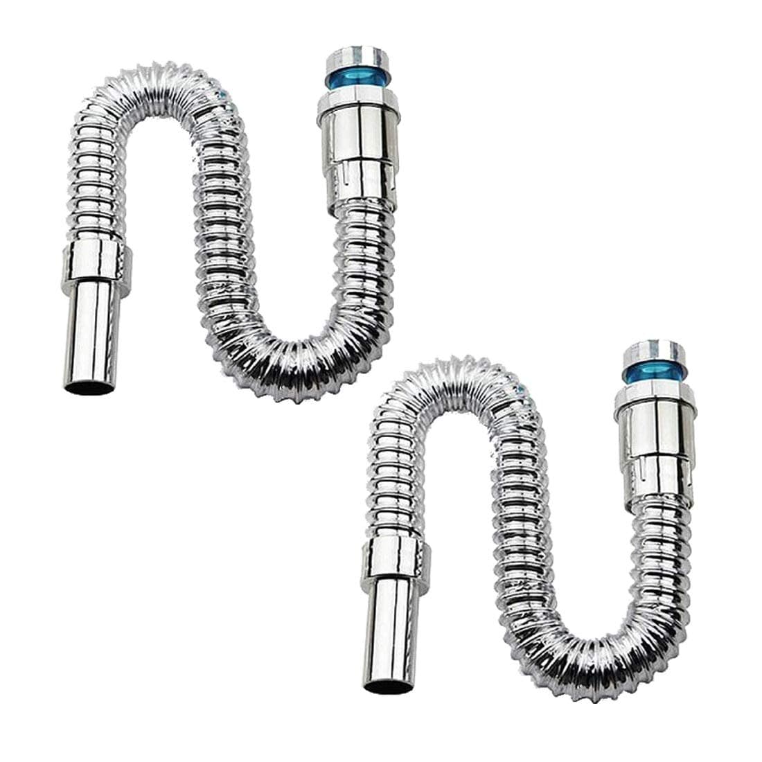 Supreme Bazaar Waste Pipe Chrome Flexible PVC CP Hose Pipe for Bathroom Wash Basin Kitchen Sink Heavy Duty 1 1/4" Drain Hose/Outlet Tube Connector (2 Piece)