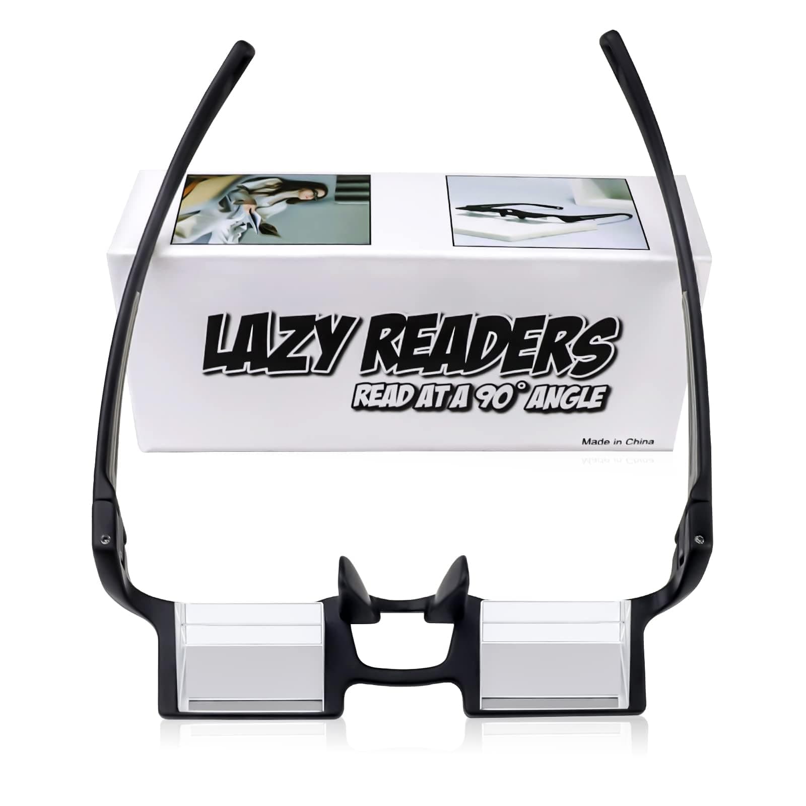 okcscLazy Reading Glasses Light Thinner Horizontal HD Glasses for Lying Down to Watch TV/Mobile Reading Books 90°Angle Prism Lazy Readers Glasses