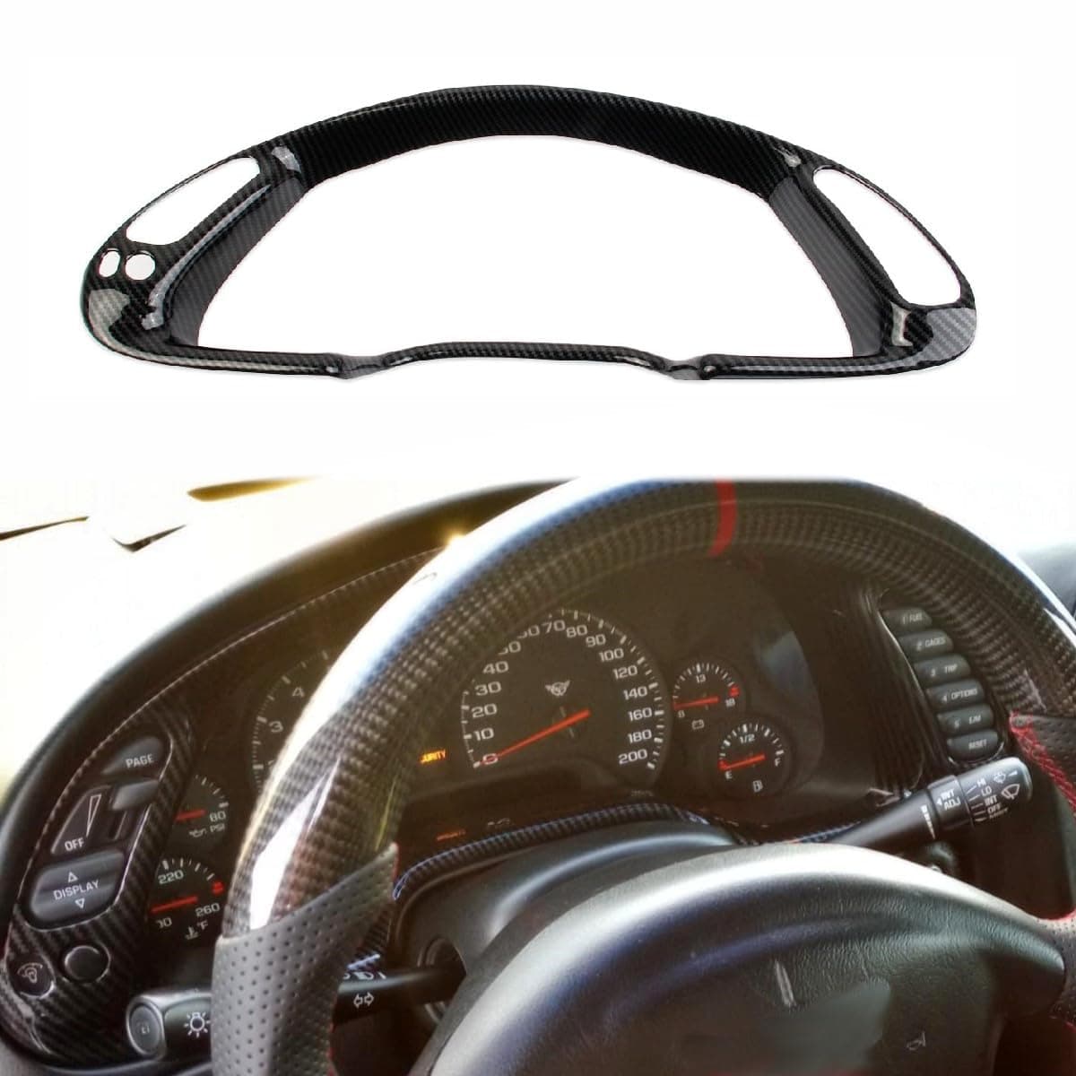 Carbon Fiber Style Center Consoles Dashboard Frame Trim Cover Accessories for 1997-2004 Chevy Corvette C5