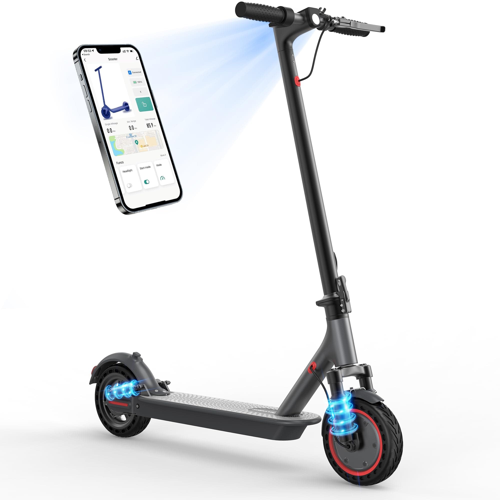 Electric Scooter for Adults, 8.5/10/14" Tires, 19/22Mph, 350W/500W Motor, 21-28 Miles Range, Folding E-Scooter with Dual Suspension,APP Control