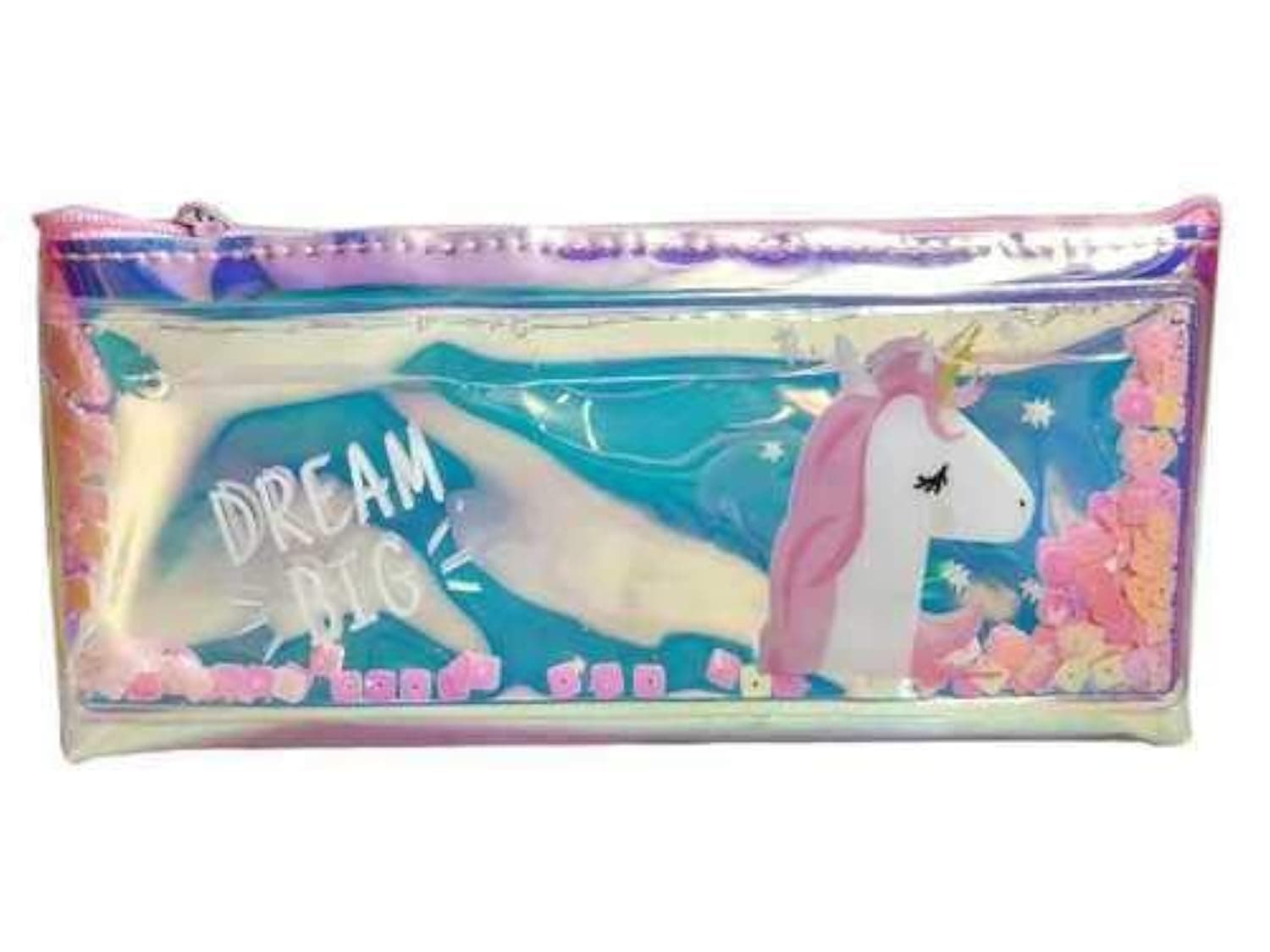 trusmile unicorn water glitter stationery pouch transparent pencil case big- Multi color