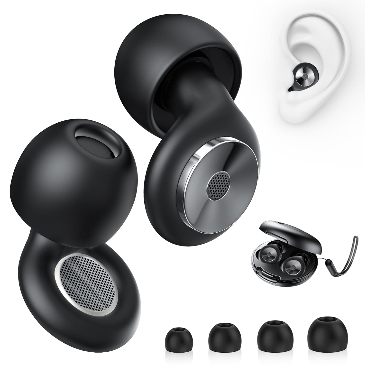 (Supervised by Sleeping Professionals) Earplugs, Fully Sound Insulated, Misen Ewbob Earplugs for Sleeping, 55 dB Reduction, Noise Canceling Earphones, For Work, Study, Live, Travel, Airplanes, Snoring