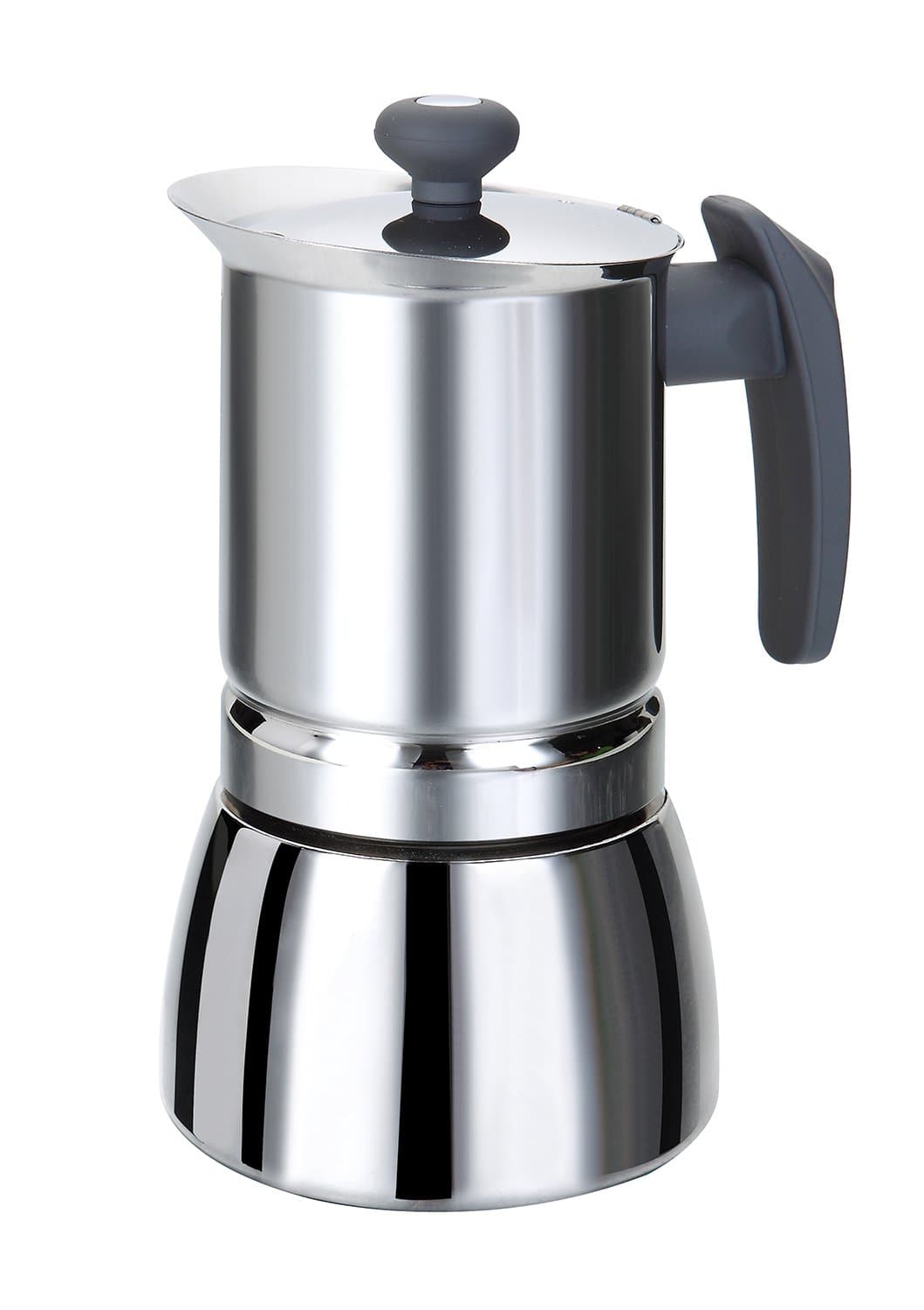 ROSSETTO Moka Express Espresso Maker Stainless Steel- Grey Handle 10 cups