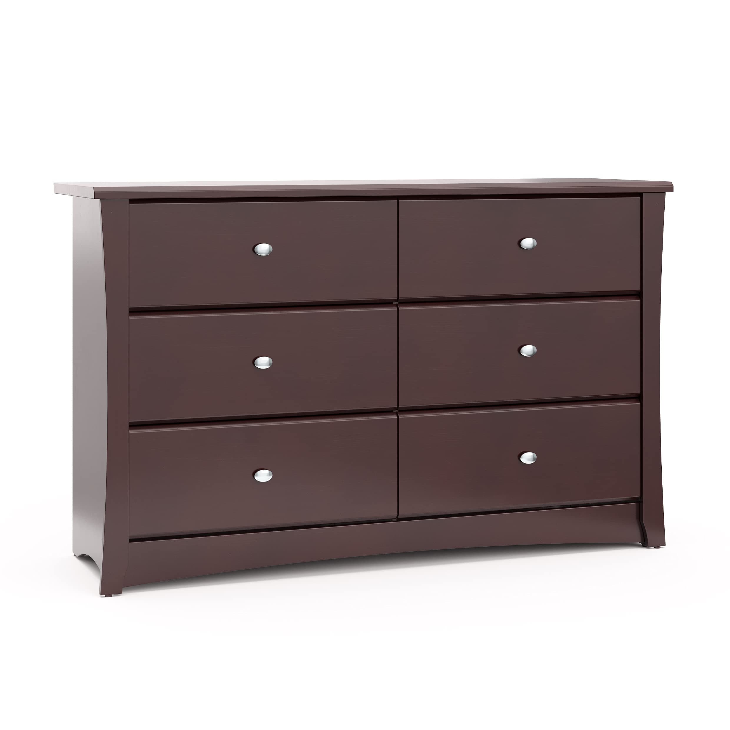 Storkcraft Crescent 6-Drawer Dresser (Espresso) – GREENGUARD Gold Certified, Brown Dresser for Bedroom, Kids & Nursery Storage Chest, Safety Interlocking Drawers, Pre-Installed Tracks, Kids Chest
