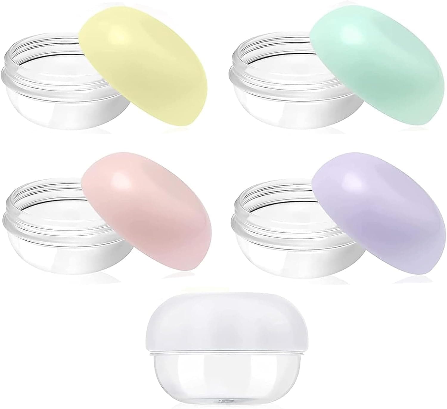 Leak Proof Mini Travel Jars, Travel Containers for Creams with Lids and Labels, Travel Bottles Lip Balm Cosmetic for Jewelry Case Toiletries Moisturizer Plastic Small Jar 5 Pcs 10ml