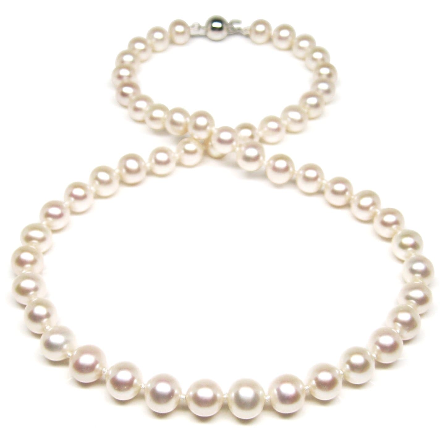 Savannah AAA 7.5-8.0mm Genuine White Cultured Freshwater Pearl Necklace (Sterling Silver, 17")