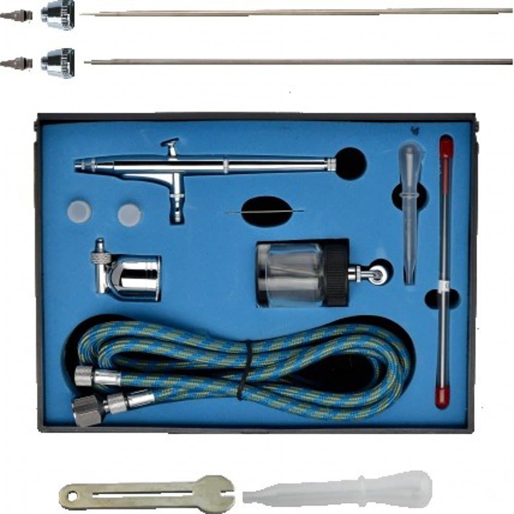 Dual action Side feed AirBrush Spray Paint Painting Gun Kit Complete Set with hose, nozzle, needle for Makeup, tattoo, hobby