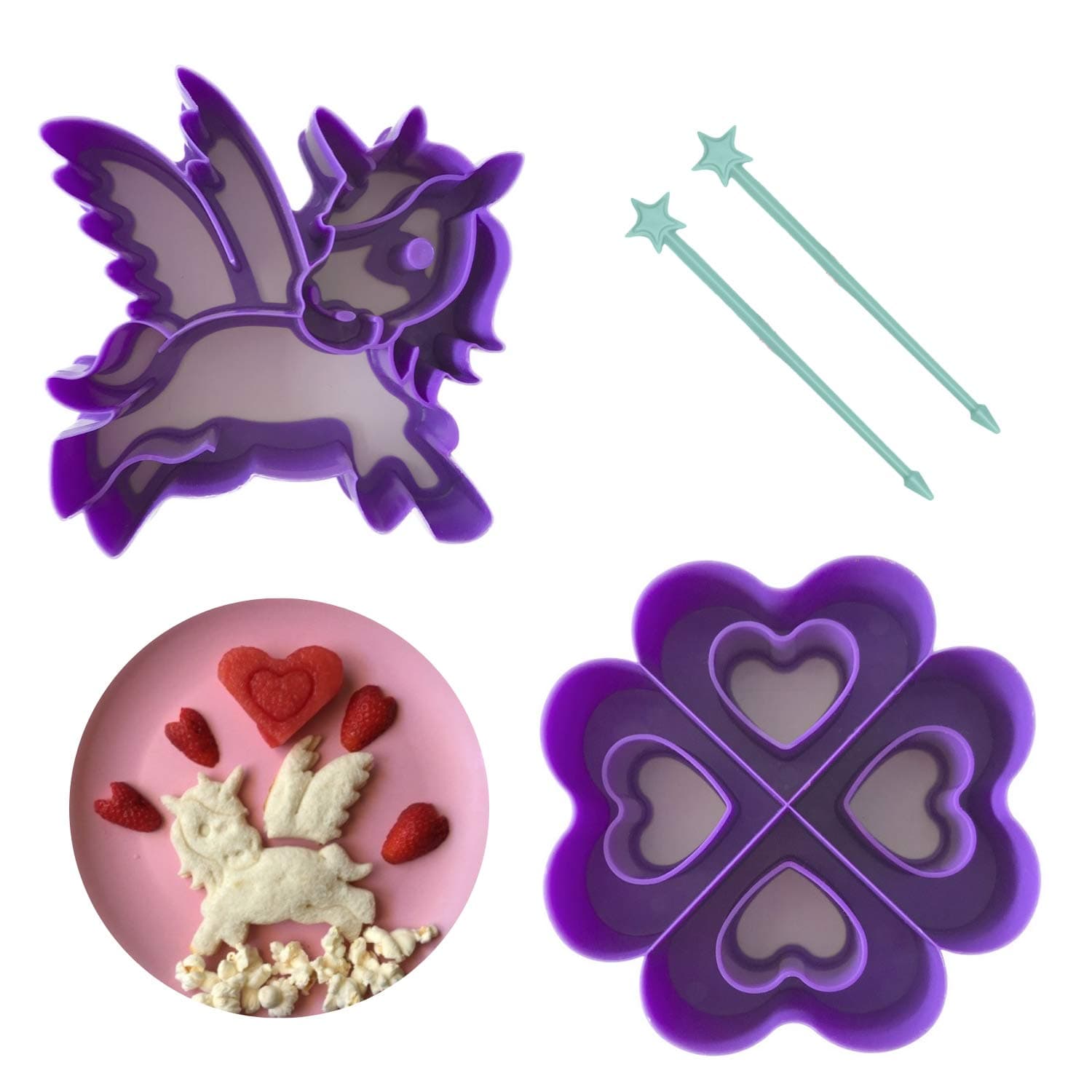 LunchPunch UNICORN Sandwich Cutter Set - ORIGINAL SHAPES - Lifetime Replacement Guarantee - BPA FREE - Remove Crusts and Create Fun Bites to Fit in a Kids Bento Lunch Box!