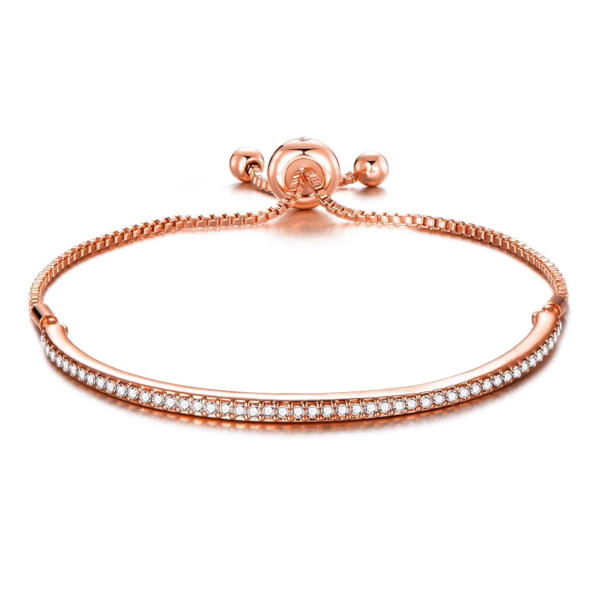 Rose Gold Plated Friendship Slider Bracelet Created with Zircondia® Crystals
