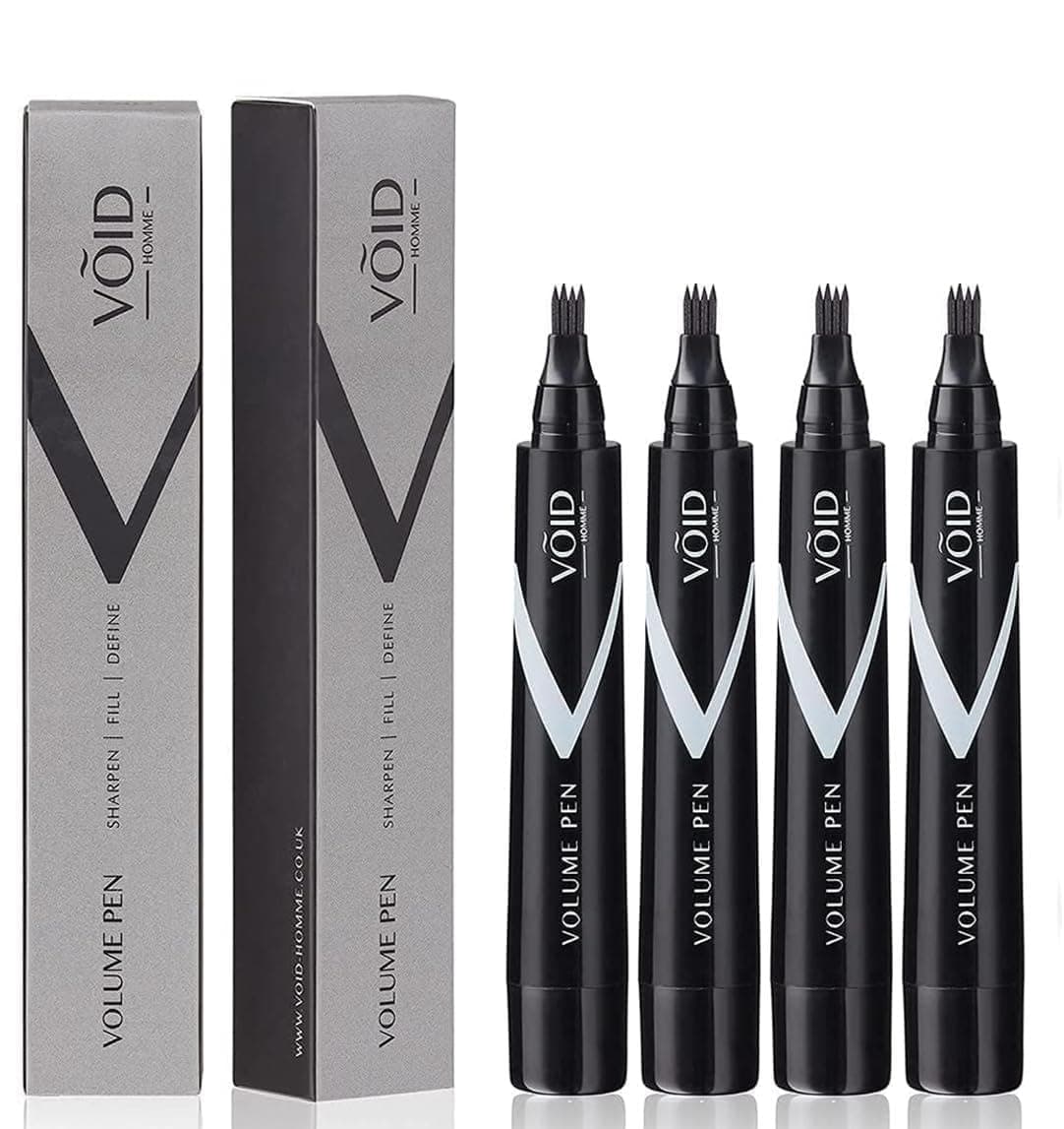 VOID Homme Penna per barba (confezione da 4) Matita per barba da uomo, penna per riempire la barba e colorare la barba, penna per barba impermeabile (Marrone scuro)