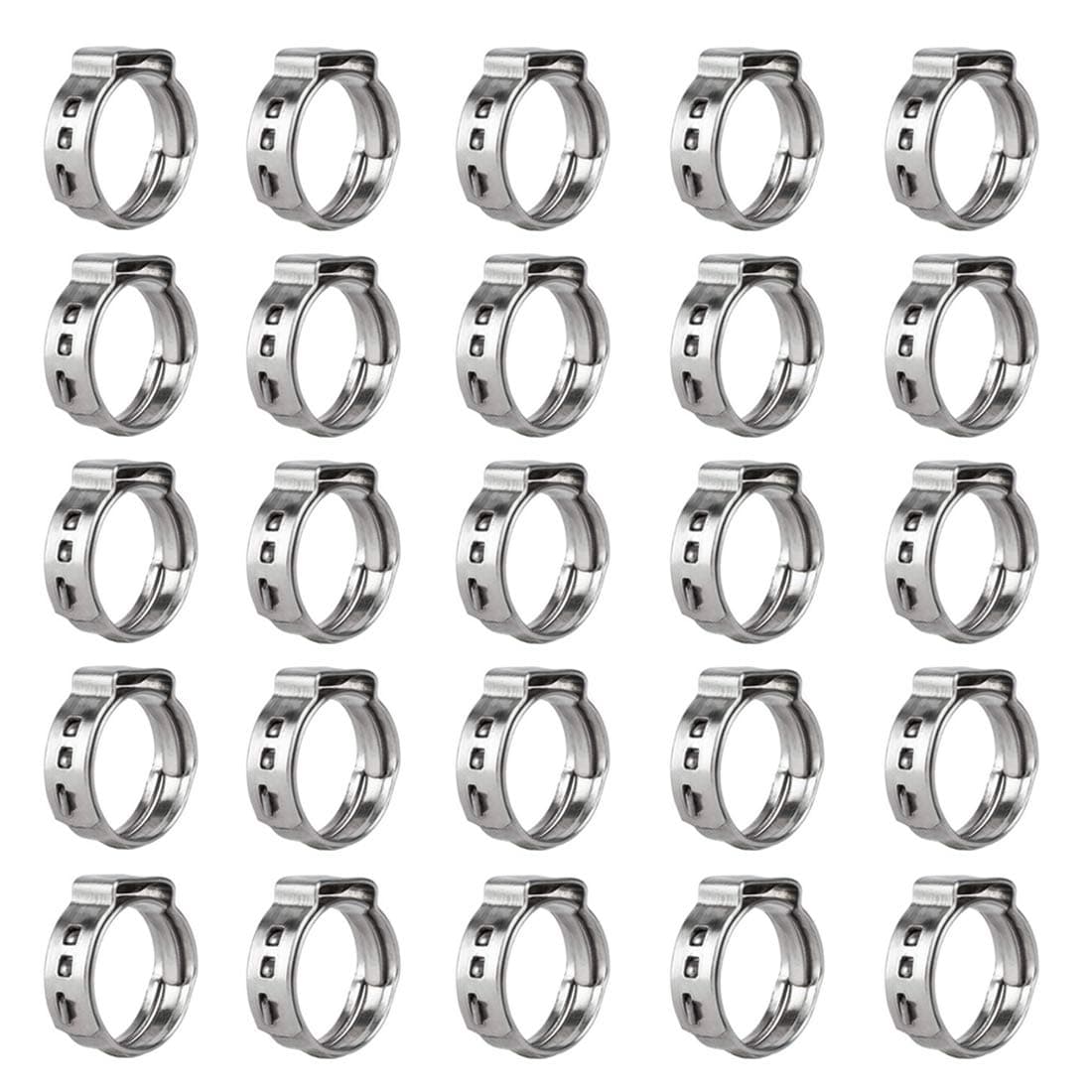 Qovydx 40Pcs 9/16 inch Single Ear Hose Clamps 304 Stainless Steel PEX Cinch Clamps 12.8mm-15.3mm Stepless Cinch Crimp Rings Pinch Clamps for Pipe Fitting Connections
