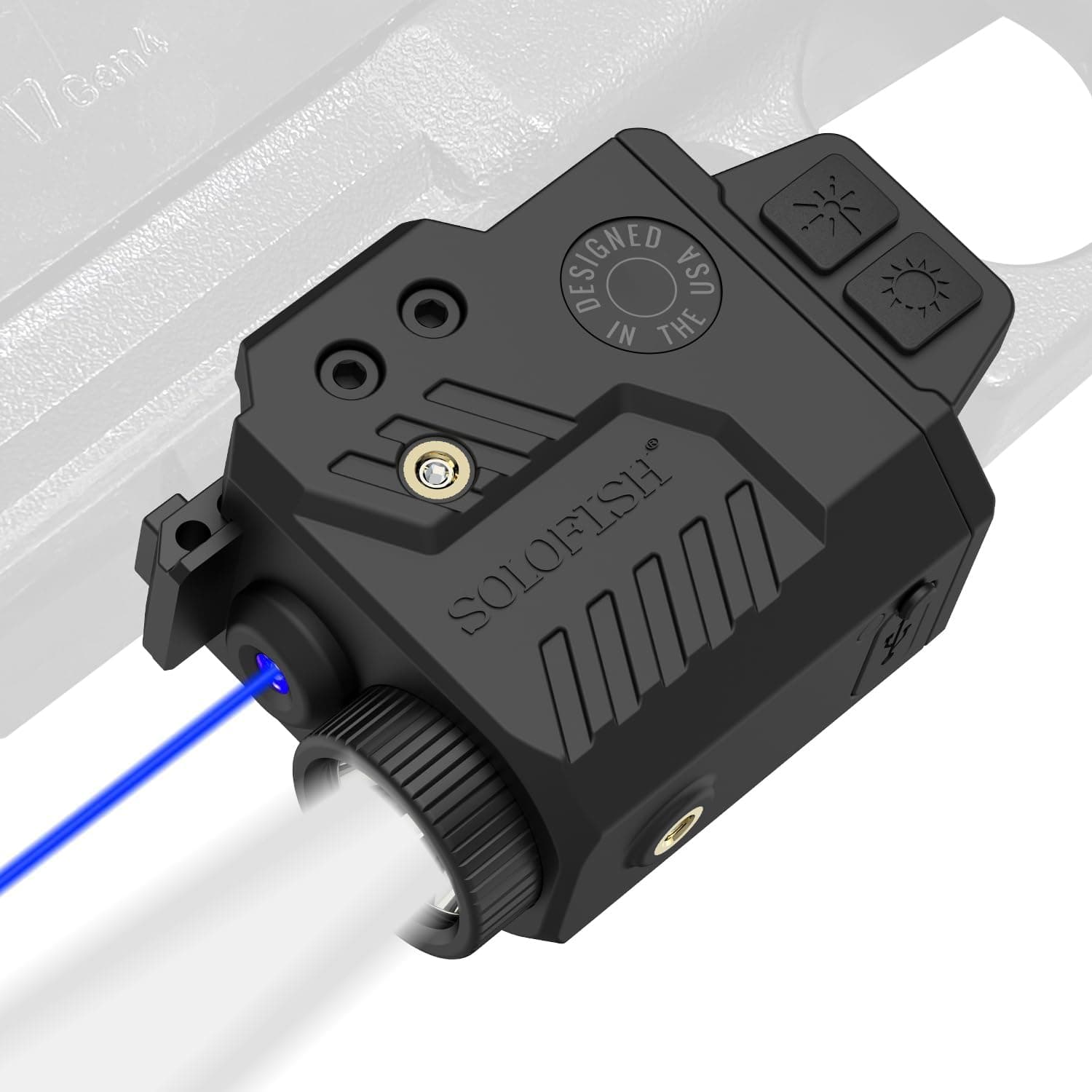 800 Lumens Adjustable Pistol Light Laser Combo, Strobe Function Blue Laser and Tactical Light Fits for Full Size with Rail