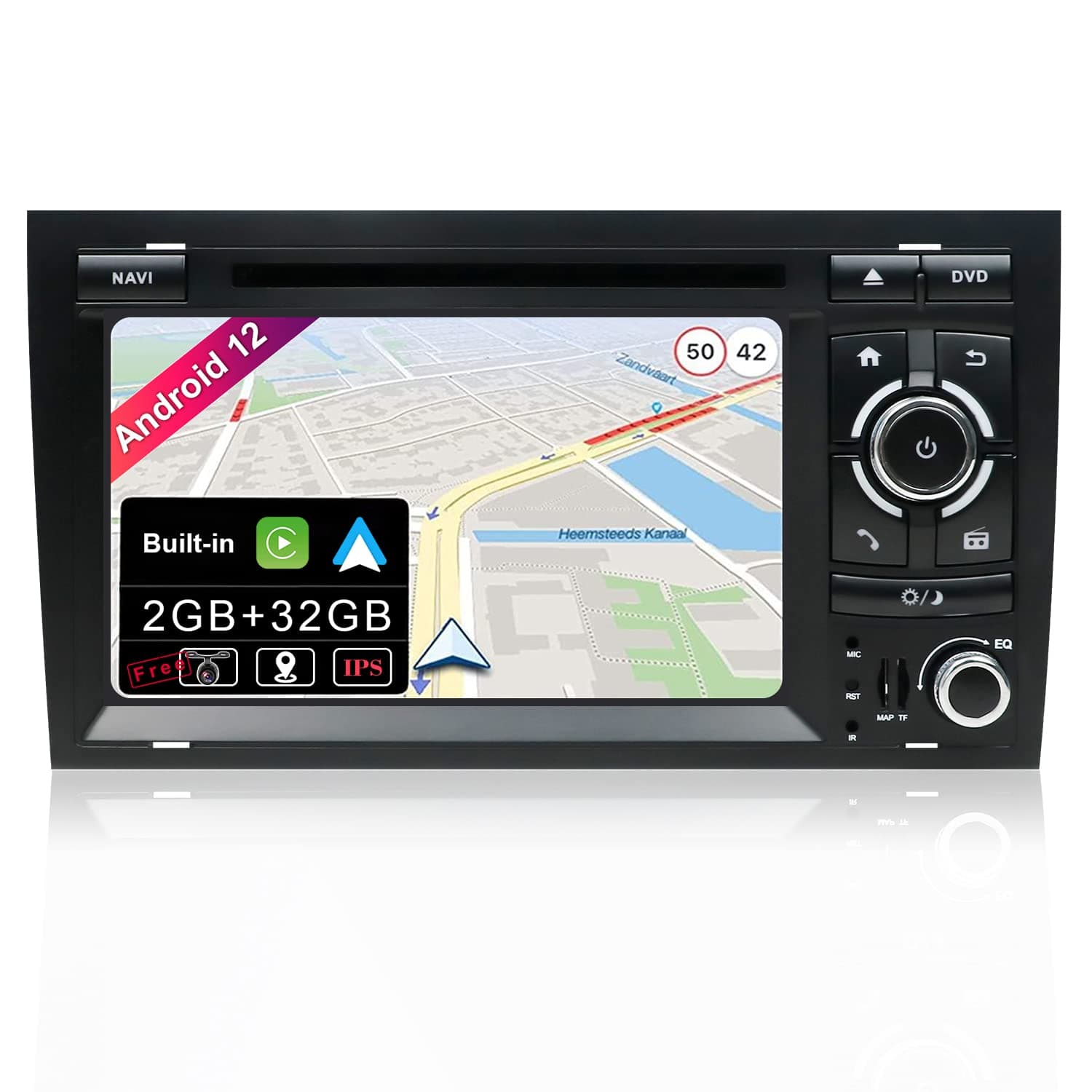 Android 9.0 Double Din Car Stereo for Audi A4 2003-2011 HD 7 inch 2G RAM+32G ROM Car Audio GPS Navigation Head unit Support WiFi 4G Bluetooth Steering Wheel Google DAB OBD Free Backup Camera & Canbus