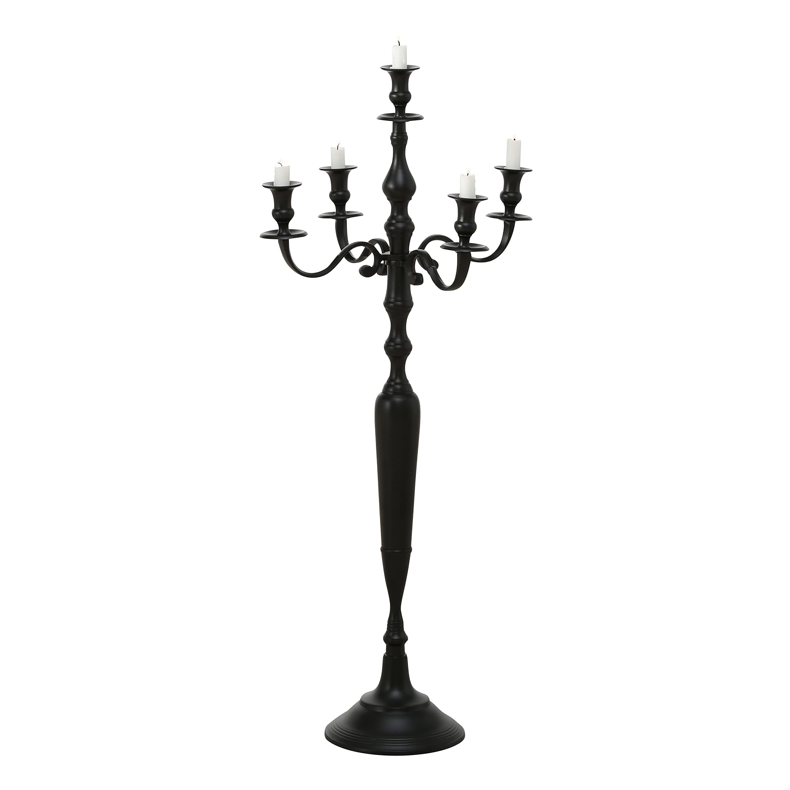 Hamptons Five Candle Candelabra, Rustic Black Finish, Centerpiece, Hand Crafted of Cast Aluminum Nickel, Tall, Over 3 FT High, (41.25 Inches) Centerpiece