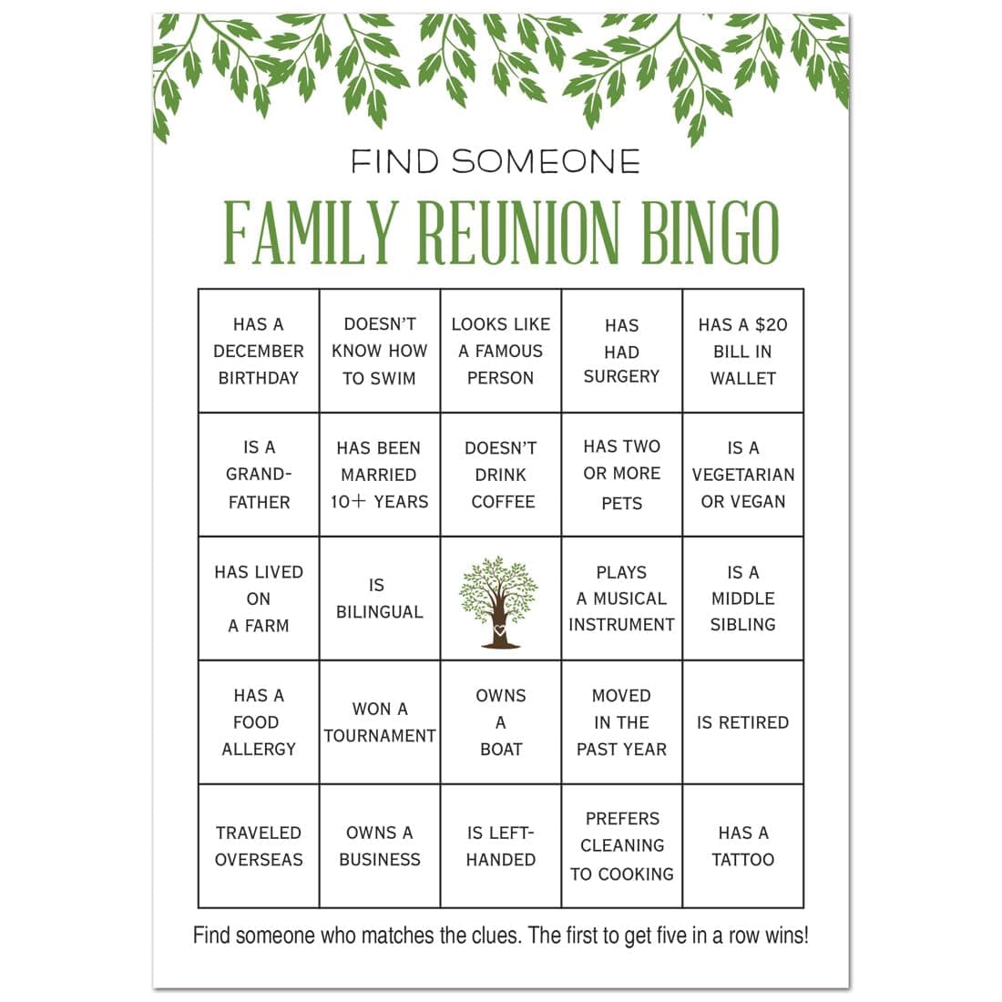 InvitationHouse Find Someone Family Reunion Bingo Games - Set of 24
