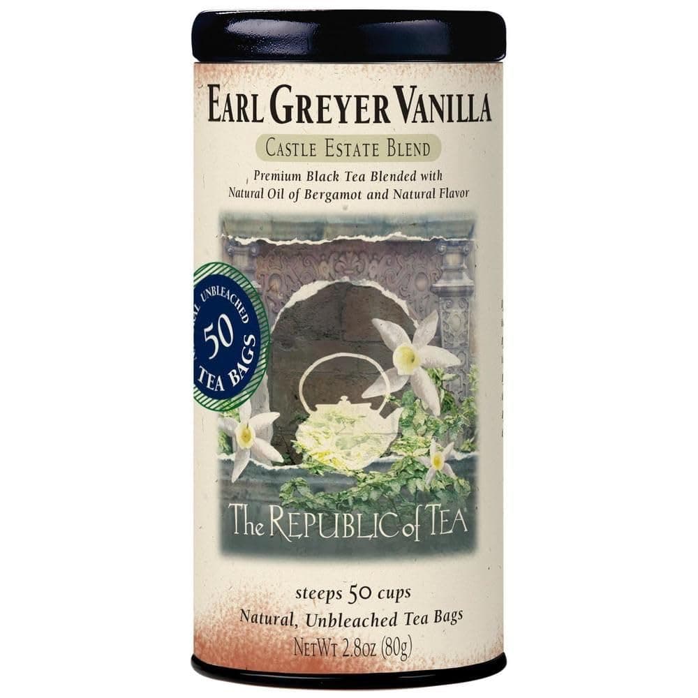 The Republic of Tea Earl Greyer Vanilla Tea, 2.8 oz Tin, 50 Tea Bags | Gourmet Tea | Caffeinated