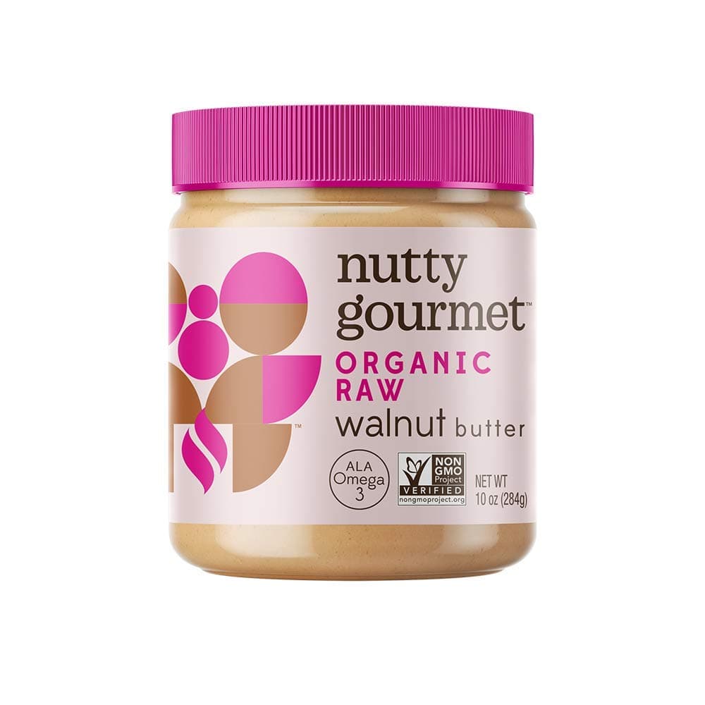 Nutty Gourmet Organic Walnut Butter - Raw Nut Butter - No Added Sugar - Unsalted - All Natural - Peanut Free - Vegan - California Grown Walnuts - Keto Snack - Gluten Free (10oz, 1 Pack)