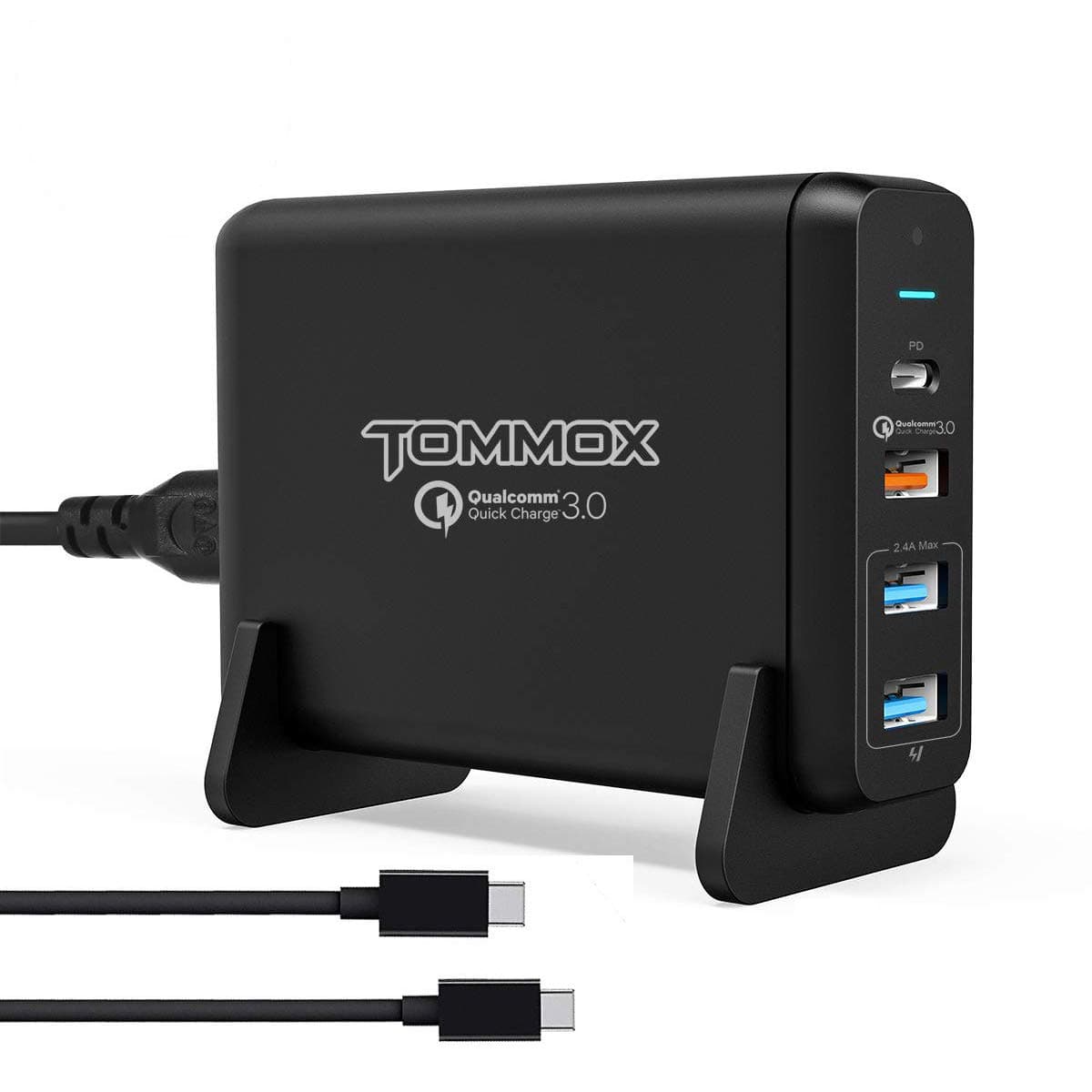 TOMMOX USB C Charger, Premium 75W 4-Port Desktop Wall Charger with One 60W Power Delivery Port for for MacBook Pro, Nintendo, Samsung, iPhone 11 / iPhone 11 Pro/XS/XR/X, iPad