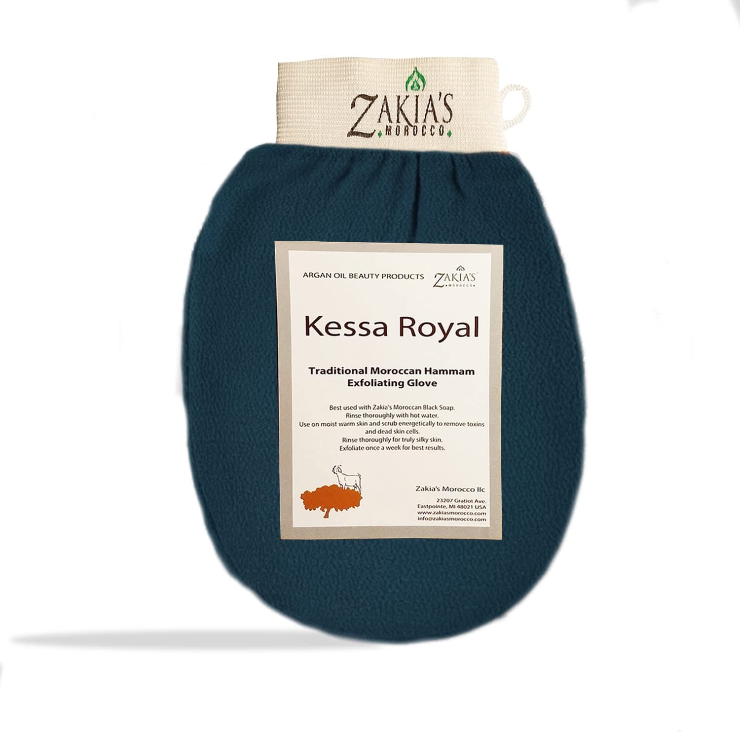 Zakia's Morocco Original Kessa Exfoliating Glove - Rough Guy -Microdermabrasion At Home Exfoliating Mitts, Removes unwanted dead skin, dirt and grime and Keratosis Pilaris. Great for spray tan removal