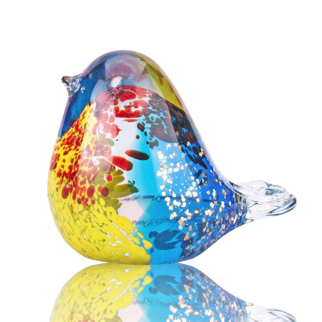 3.5" Blown Glass Bird Figurine Handmade Art Glass Bird Crystal Paper Weight Christmas Birthday Gift Home Table Ornament Decor (N004)