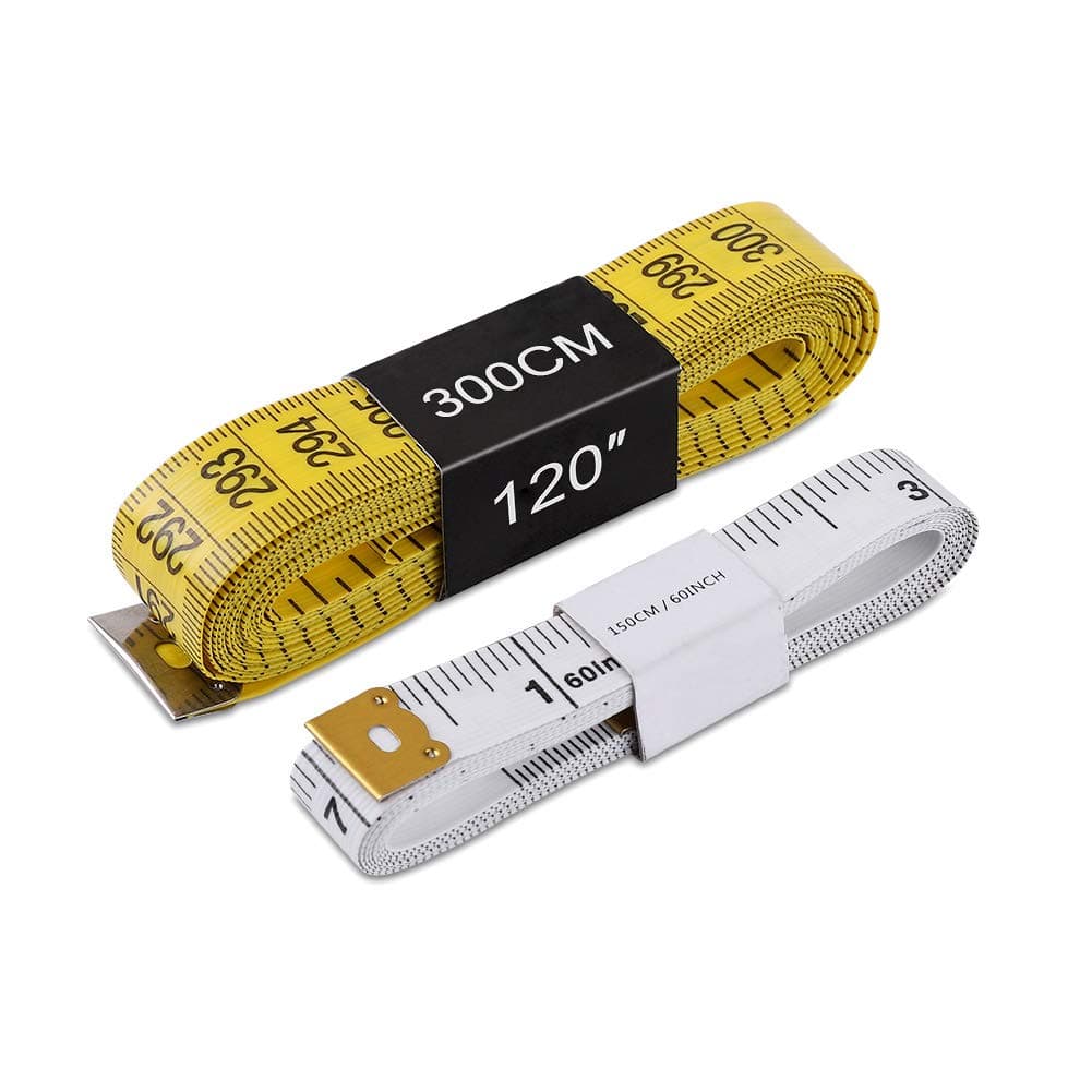 Tape Measure, Soft Tape Measure for Sewing Tailor Cloth Ruler, 120 Inches/300cm(Yellow) and 60 Inches/150cm(White) 2 Pack