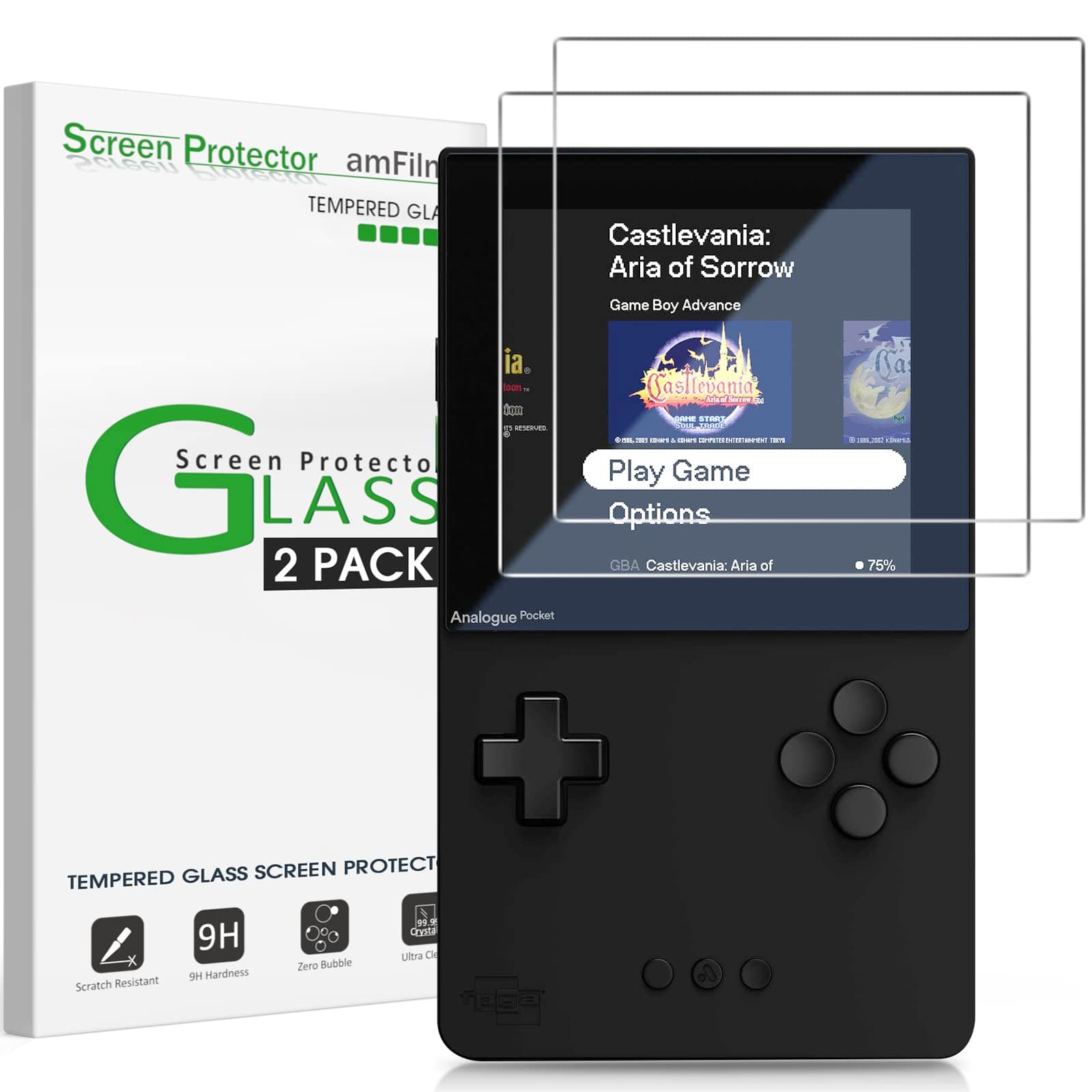 Screen Protector Compatible with analogue pocket, Anti-Scratch,Easy Installation, Tempered Glass, 2 Pack