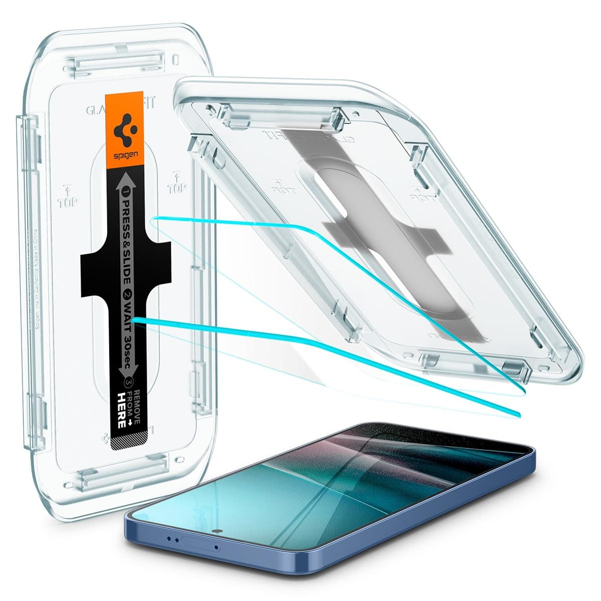 Spigen Galaxy S25 Glass Screen Protector Galaxy S25/24 Fingerprint Recognition Compatible 9H Hardness Tempered Glass with Installation Kit Nano Coating Shatterproof 2-Pack EZ Fit Galaxy S25/24