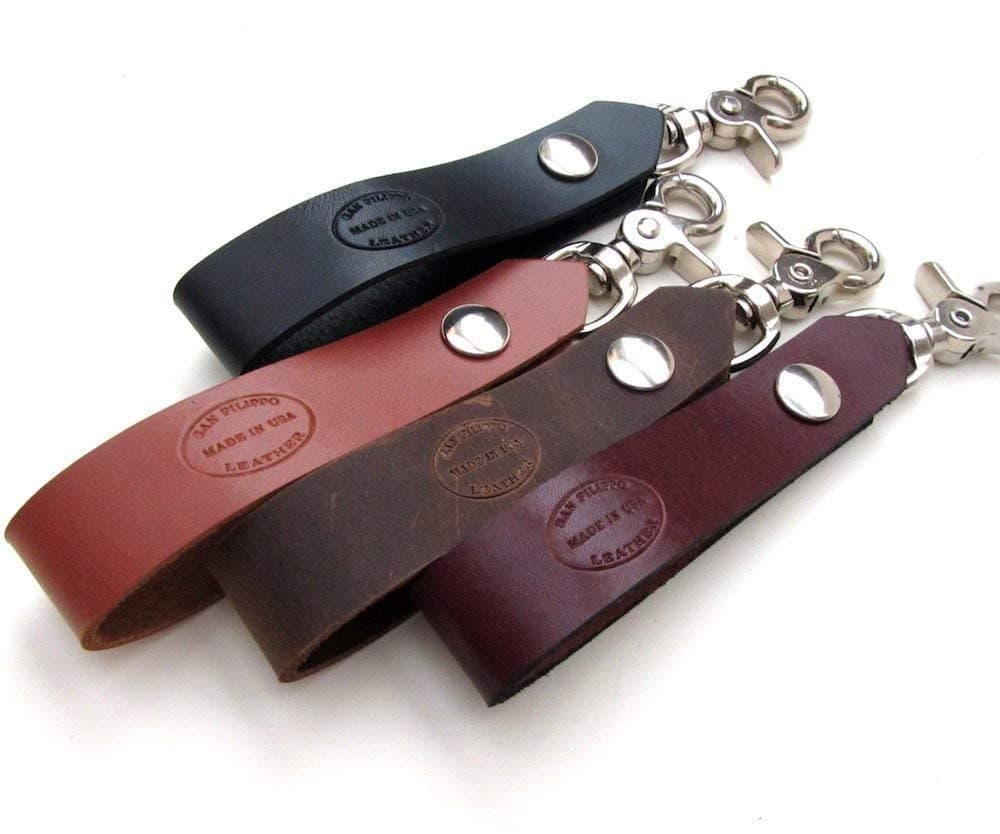 Personalized Nickel and Leather Loop Key Chain