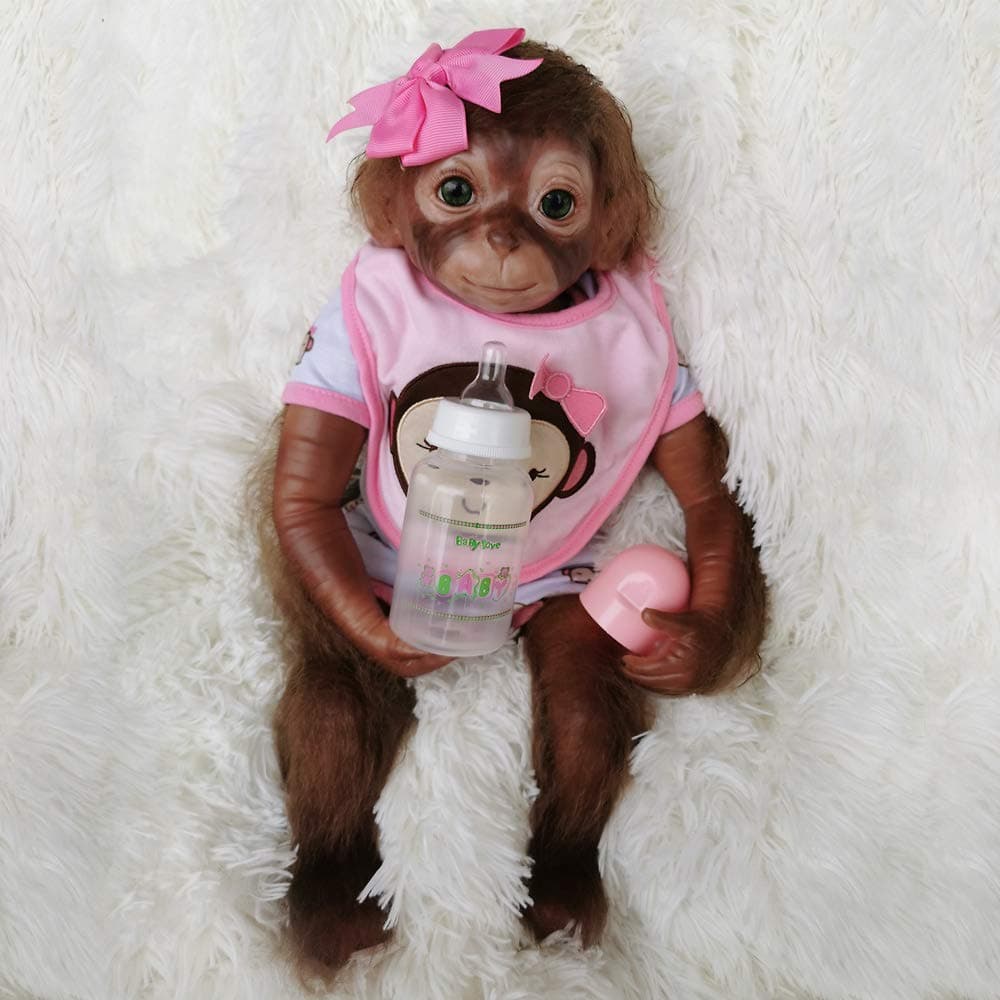 20 inches 50CM Realistic Reborn Monkey Baby Dolls Weighted Body Very Soft Silicone Vinyl Lifelike Collectible Flexible Doll Feel Real