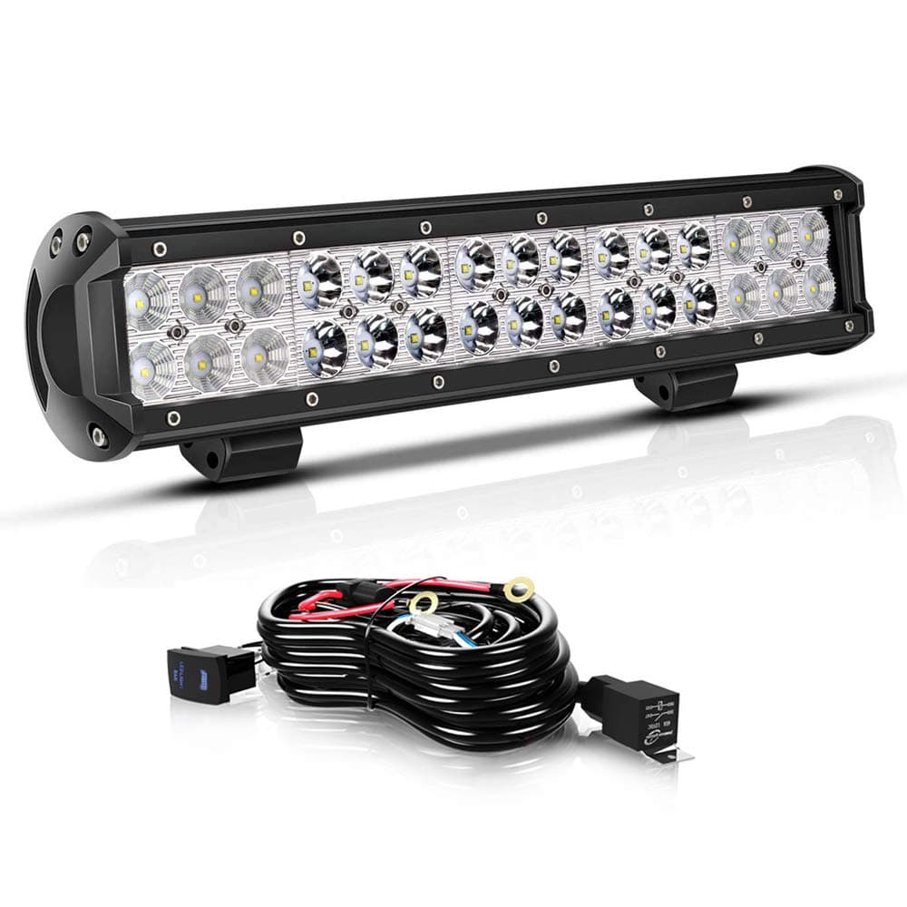 LED Light Bar TURBO SII 14 Inch Offroad Led Lights Led Bar W/Switch Harness Fit Polaris RZR Ranger Atv Utv Jeep Boat Golf Cart (Flood Spot Comobo Beam 14" 90W)