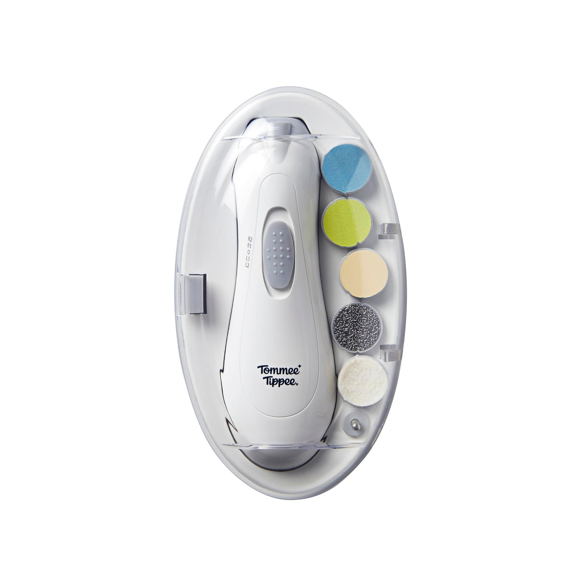 Tommee Tippee Electric Baby Nail File, with Six Filing Heads for Baby and Adult Use, Infant Nail Clipper with LED Light and Adjustable Speed and Direction Settings