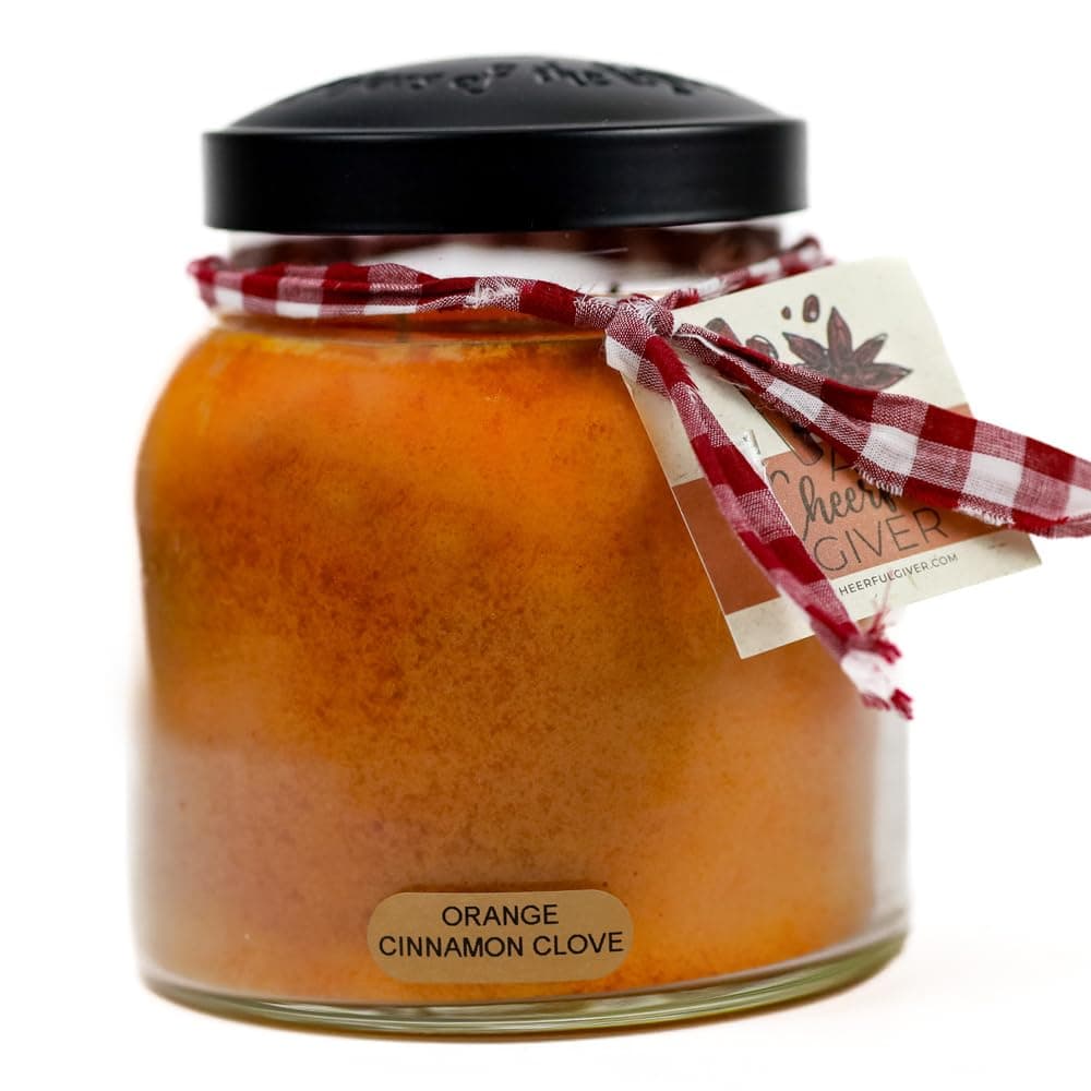 A Cheerful Giver — Orange Cinnamon Clove - 34oz Papa Scented Candle Jar with Lid - Keepers of the Light - 155 Hours of Burn Time, Gift for Women, Orange