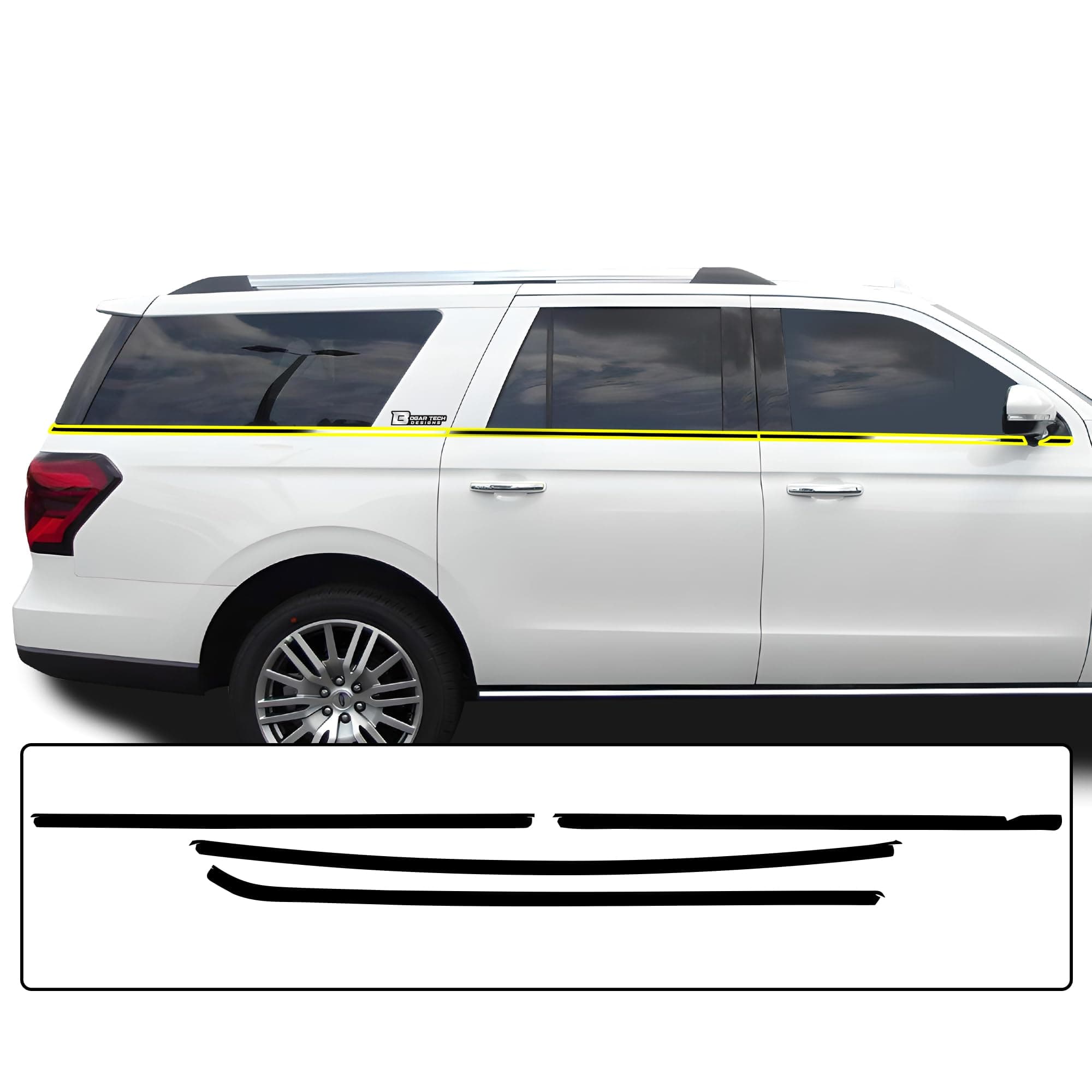 for Ford Expedition Max 2018-2024 Side Window Chrome Delete – Precut Vinyl Trim Overlay, Gloss Black Blackout Appearance