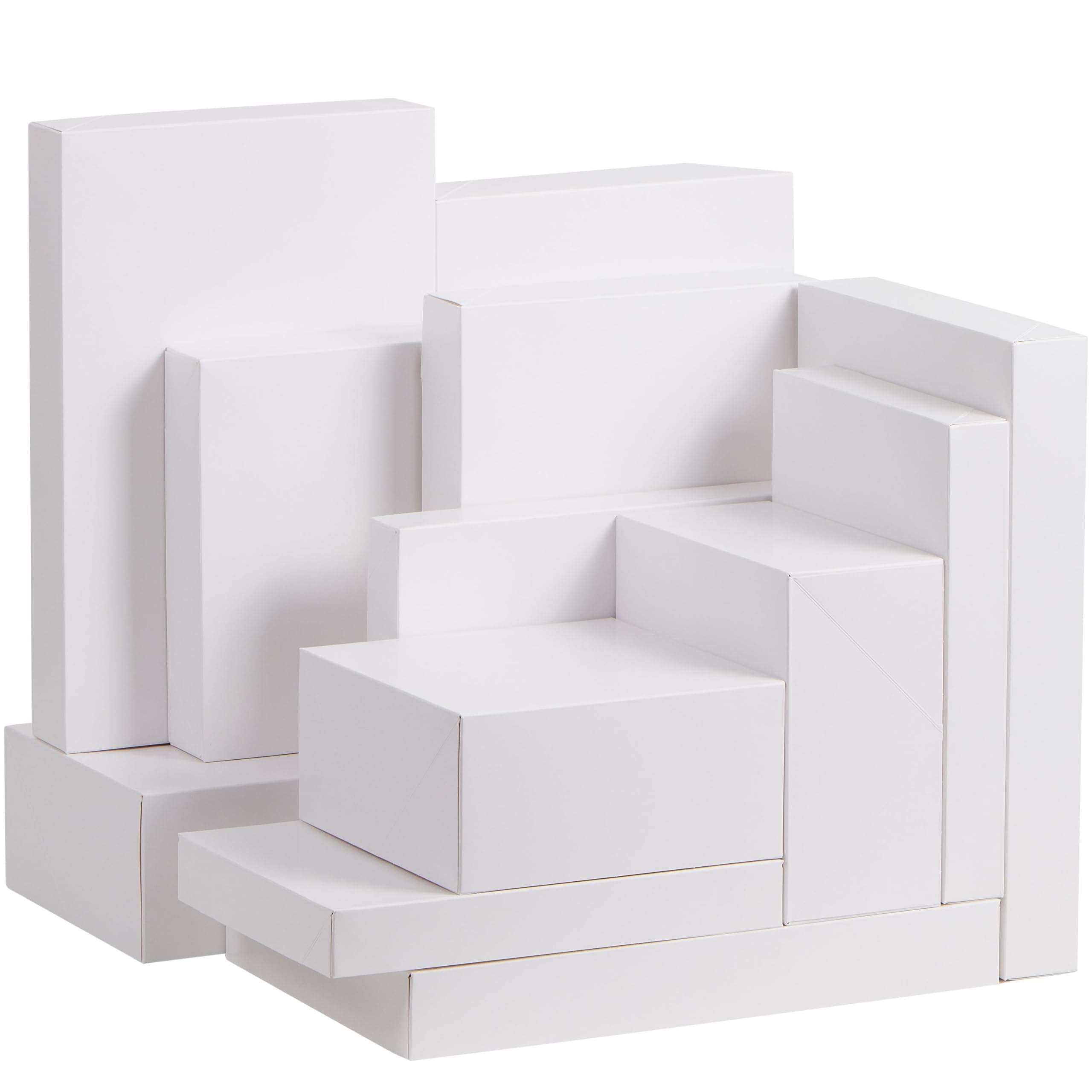 JOYIN 12PCS Christmas White Gift Boxes with Lids for Presents, 4" Deep Large Shirt Robe Wrapping Box, 4 Different Sizes Holiday Festive Lingerie Cupcake DIY Kraft Cardboard Boxes