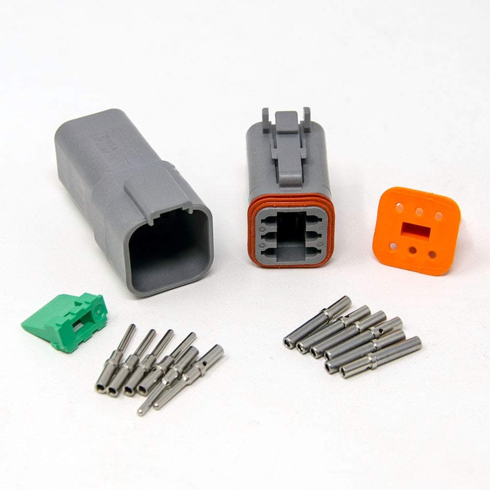 Deutsch DT Series 6 Pin Connector Kit w/Barrel Style Terminals 16-20 AWG