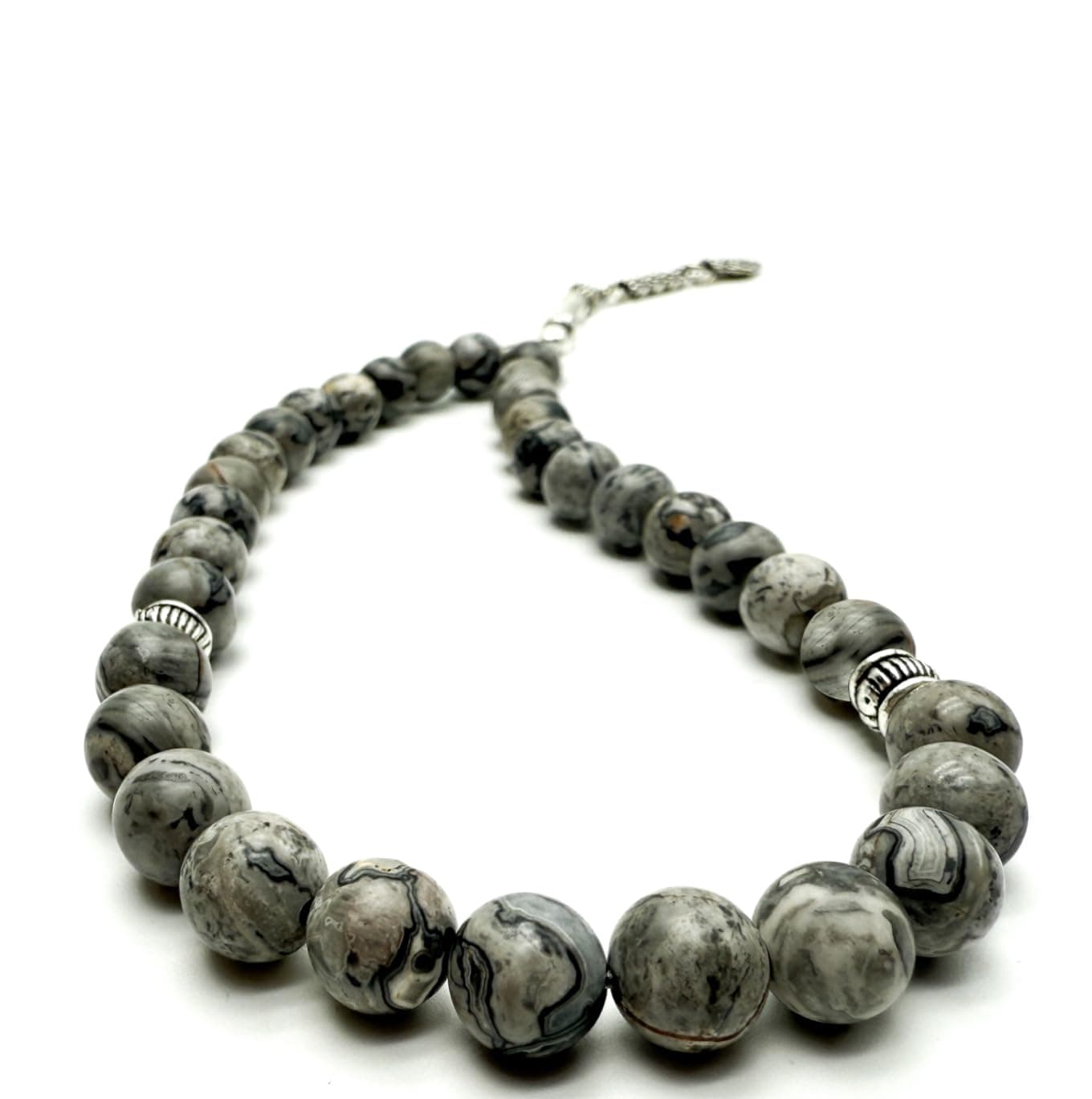 Elegant 8mm Jasper Map Agate Handmade Tasbih – Gemstone Muslim Prayer Beads, Metal Tassel with Special Case | Islamic Gifts for Dhikr, Namaz, Meditation