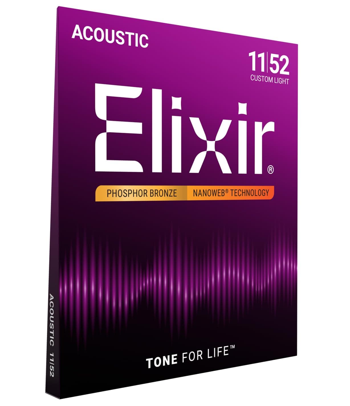 Strings Phosphor Bronze Acoustic Guitar Strings W Nanoweb Coating, Custom Light (.011-.052)