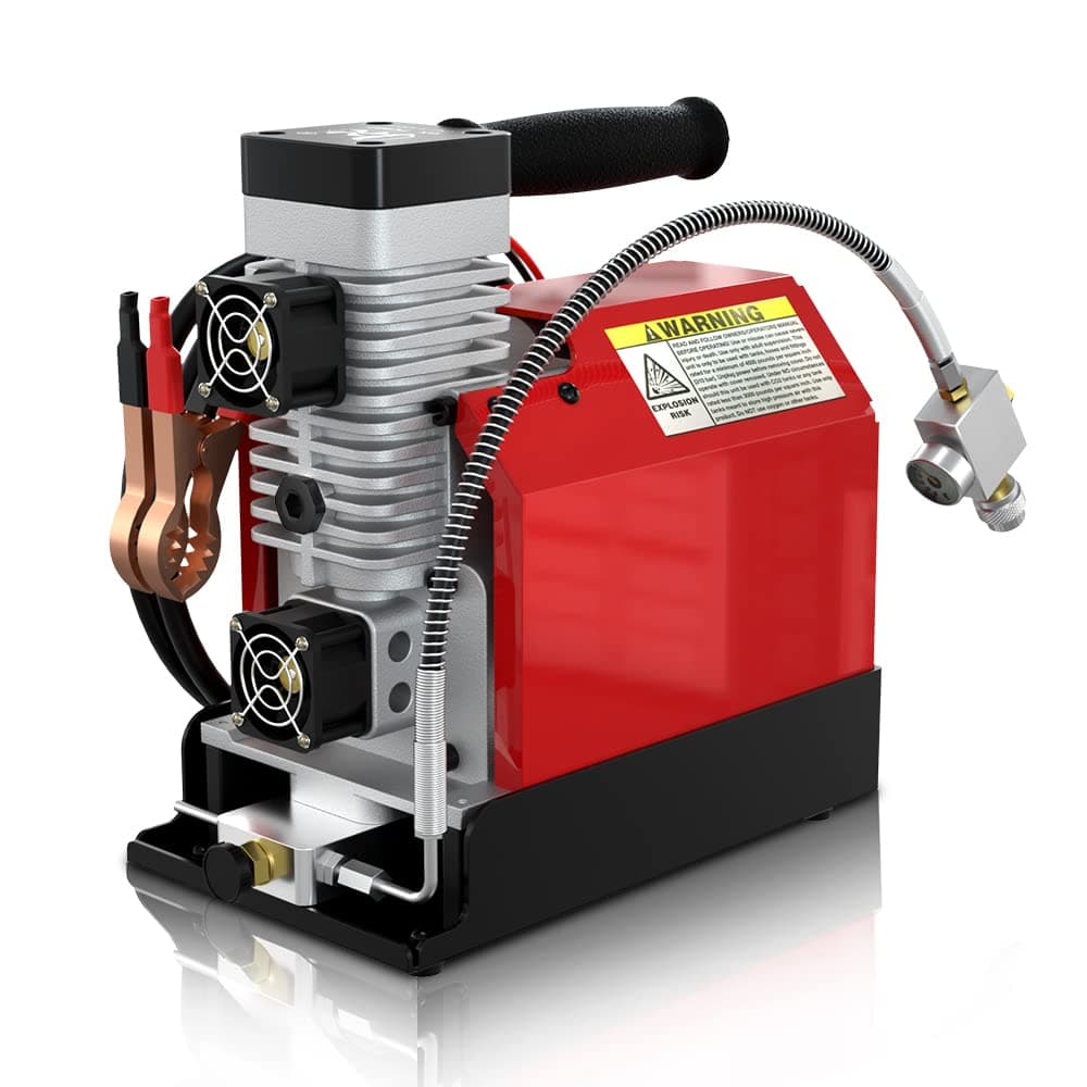 CS2 Portable PCP Air Compressor,4500Psi/30Mpa,Oil-Free,Powered by Car 12V DC or Home 220V-240V AC with Adapter(Included),Paintball/Mini Scuba Tank Pump