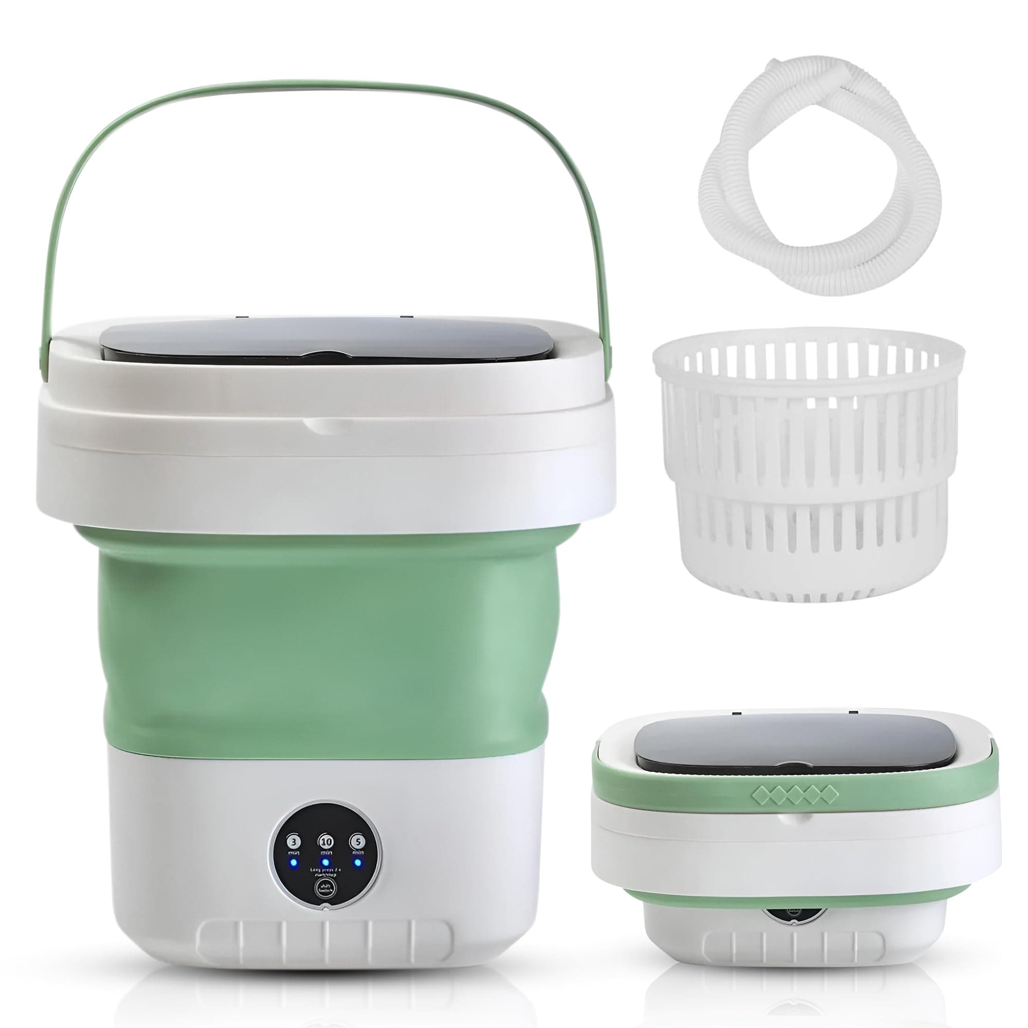 Portable Washing Machine,12L Mini Washer with Foldable Design, Has 3 smart Modes for Travel,Apartment,Baby Clothes,Socks camping, RV (Green)